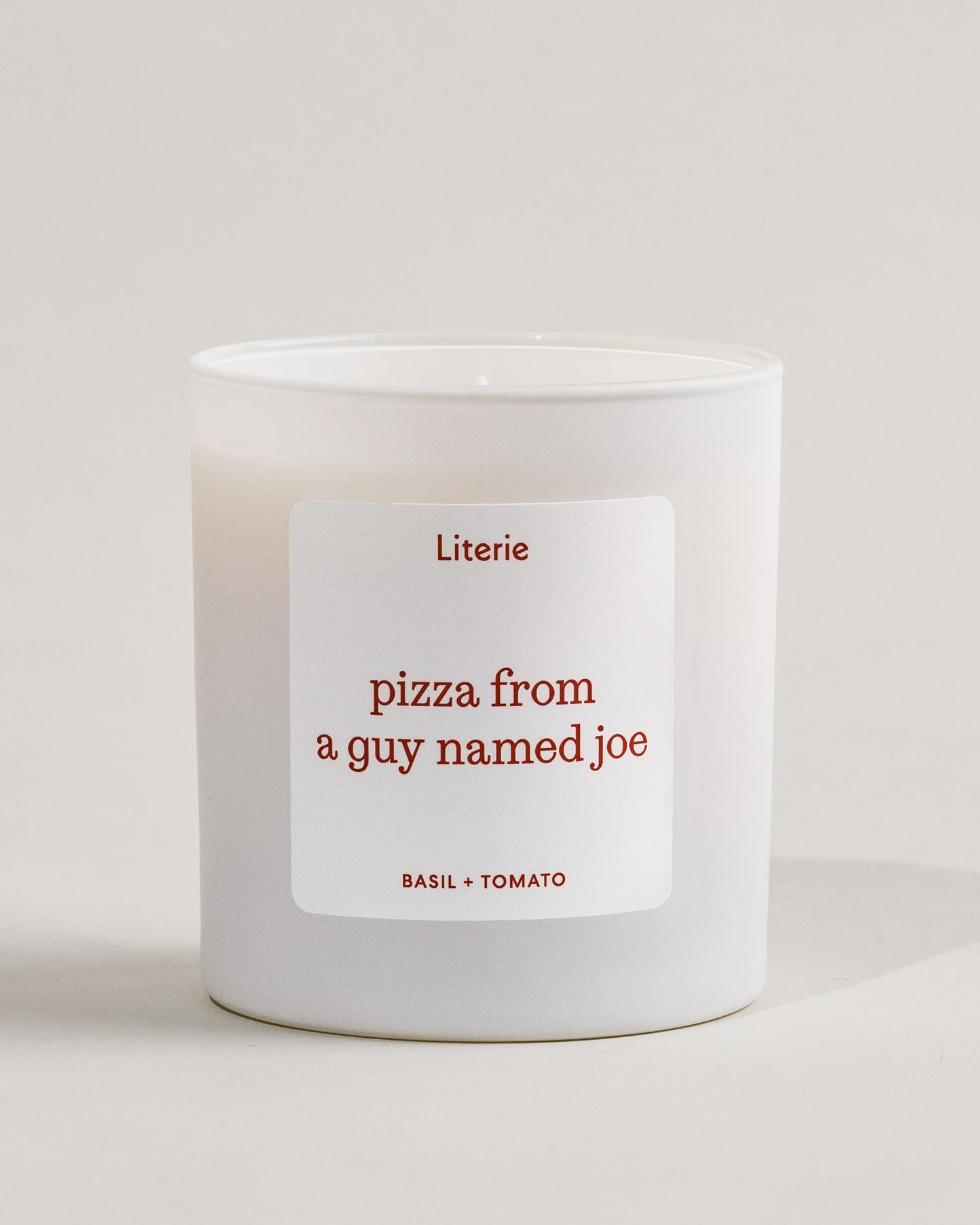 Literie NYC Inspired Scented Candle: Pizza from a Guy Named Joe - Tomato & Basil Scent, 9oz, 50 Hour Burn, Vegan Soy & Coconut Blend Candle for Home Decor, Gift for Women & Men