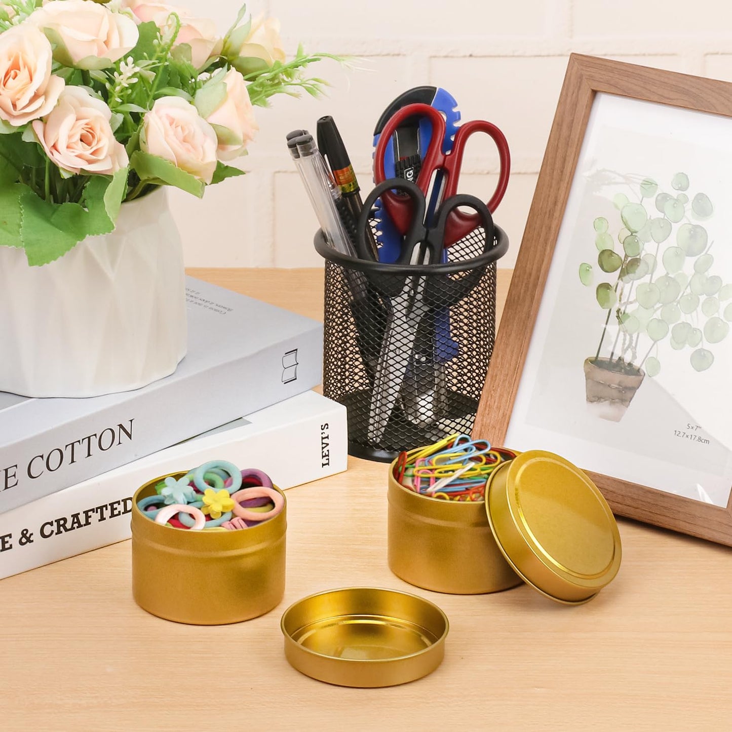 IHDYPPEW 48 Pack 4 oz Gold Tins with Lids, Candle Containers, Empty Candle Jars Bulk, Candle Jars for Making Candles, Candle Supplies for Party Favors, Spices, Jewelry, Cosmetics