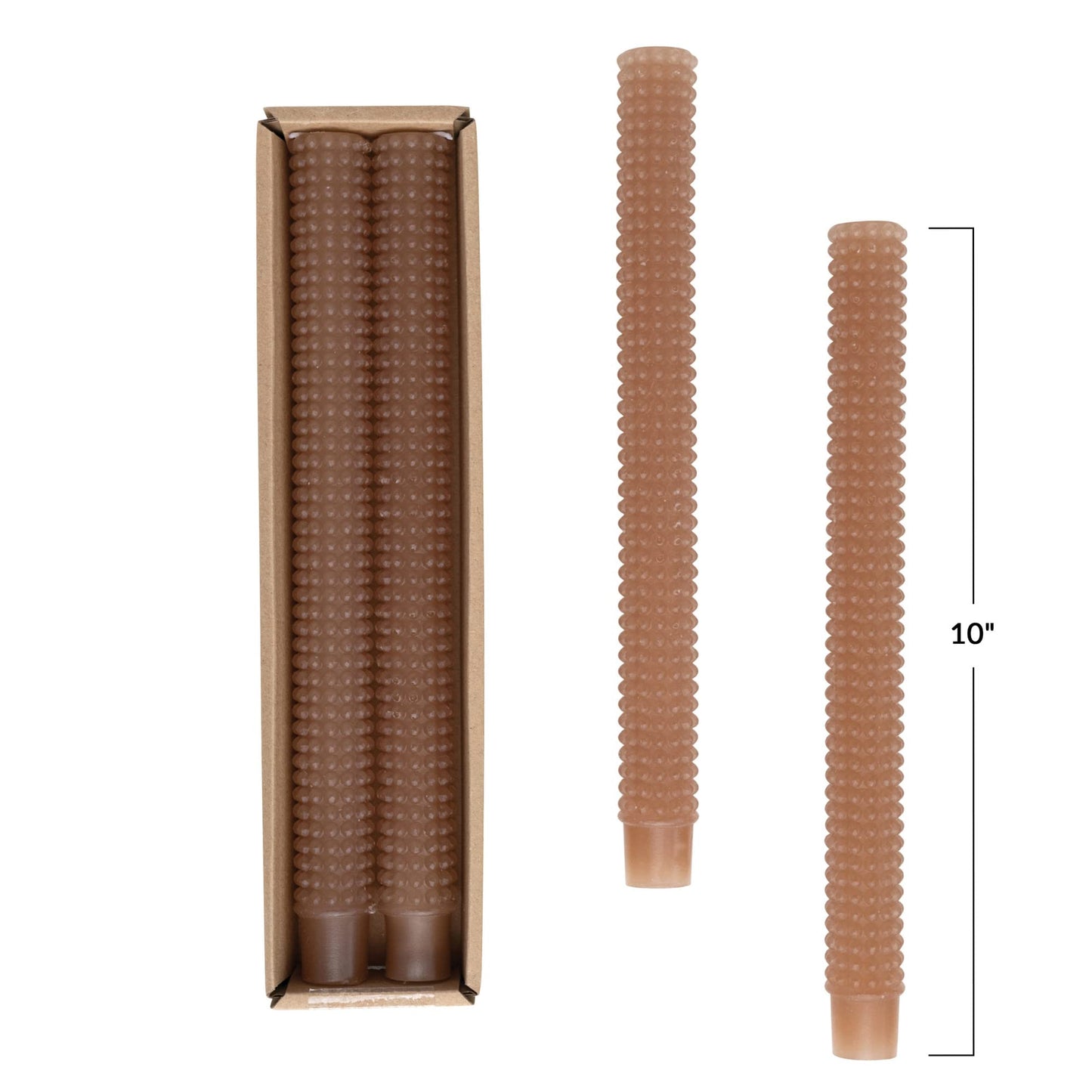 Creative Co-Op Hobnail Taper Candles in Box, Cappuccino, Set of 2