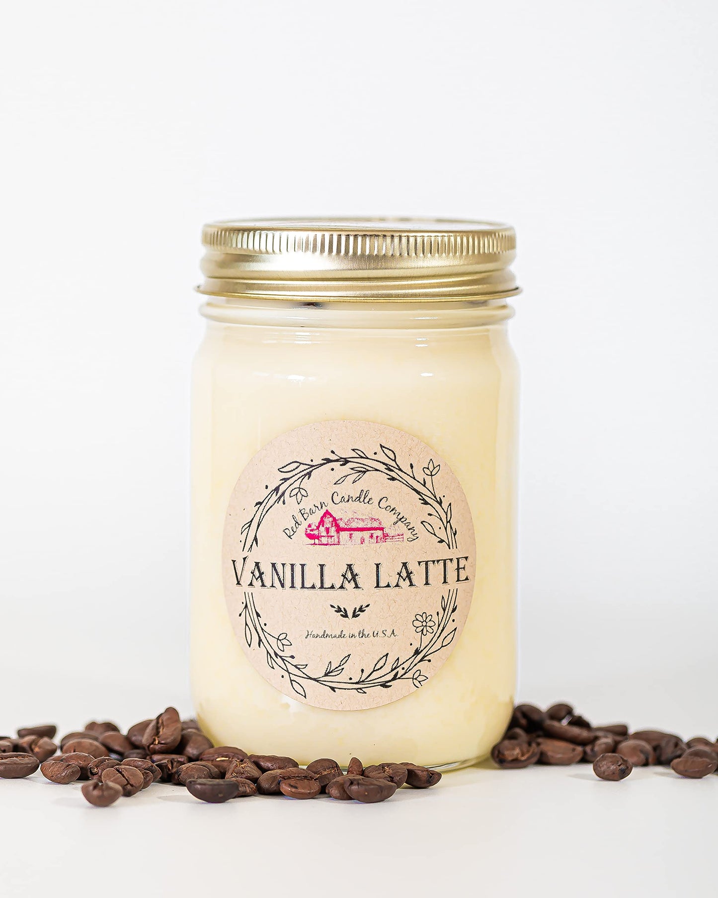 Vanilla Latte Aromatherapy Candle 12 oz | 100% All-Natural Soy Wax & Essential Oil Infused | 40+ Hour Burn Time | Pet Safe + Smoke Odor Eliminating | Handmade in U.S.A. | Non-Toxic Candles