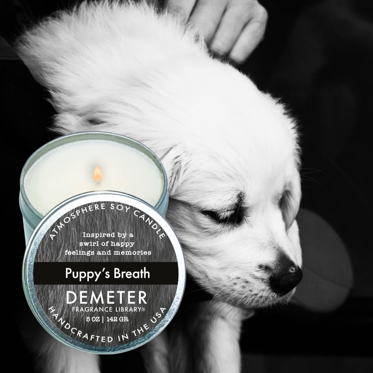 DEMETER Puppy's Breath Soy Candle, Scented Candles with Unique Fragrance, Perfect for Aromatherapy and Home Decor, Cute Candles for Travel and More