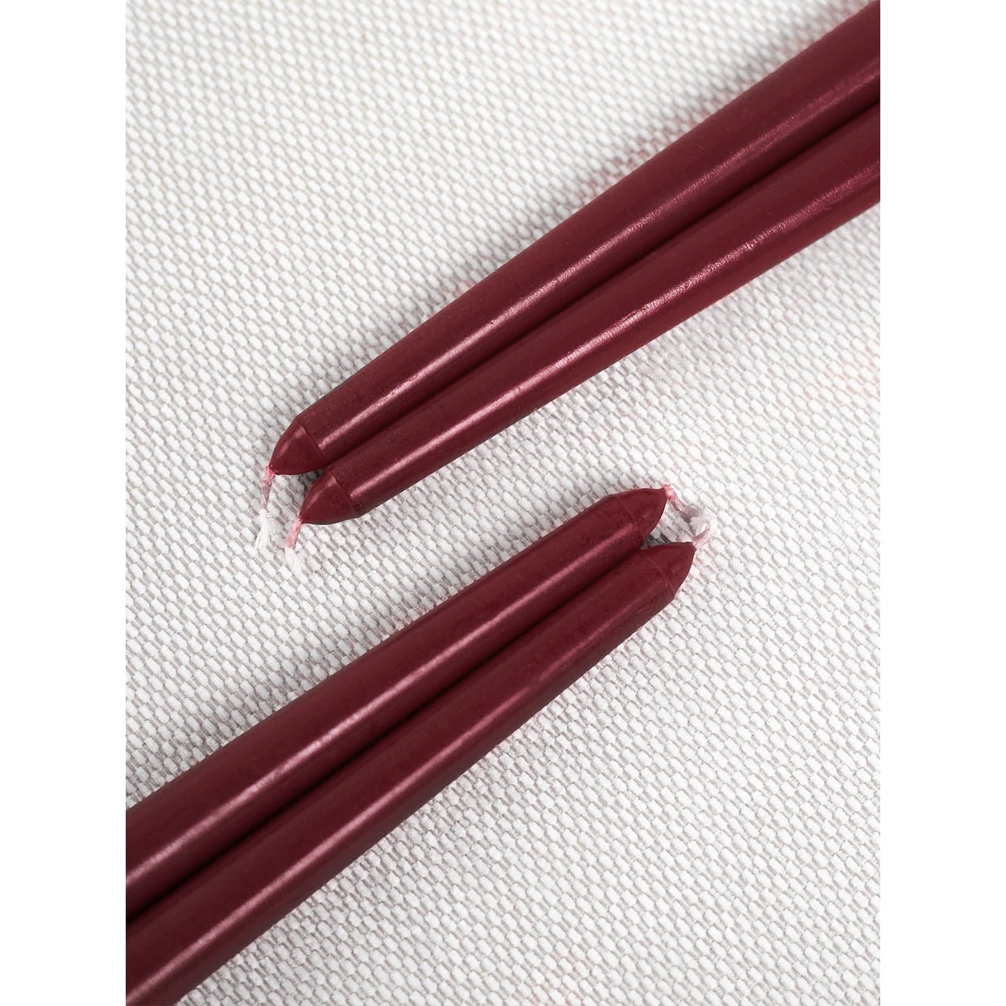 CANDWAX 12 inch Burgundy Taper Candle Pack of 4 - Unscented Smokeless Dripless Candlesticks - Candle Sticks for Party Décor, Christmas Home Decor, Dinner Table Centerpieces - Christmas Taper Candles