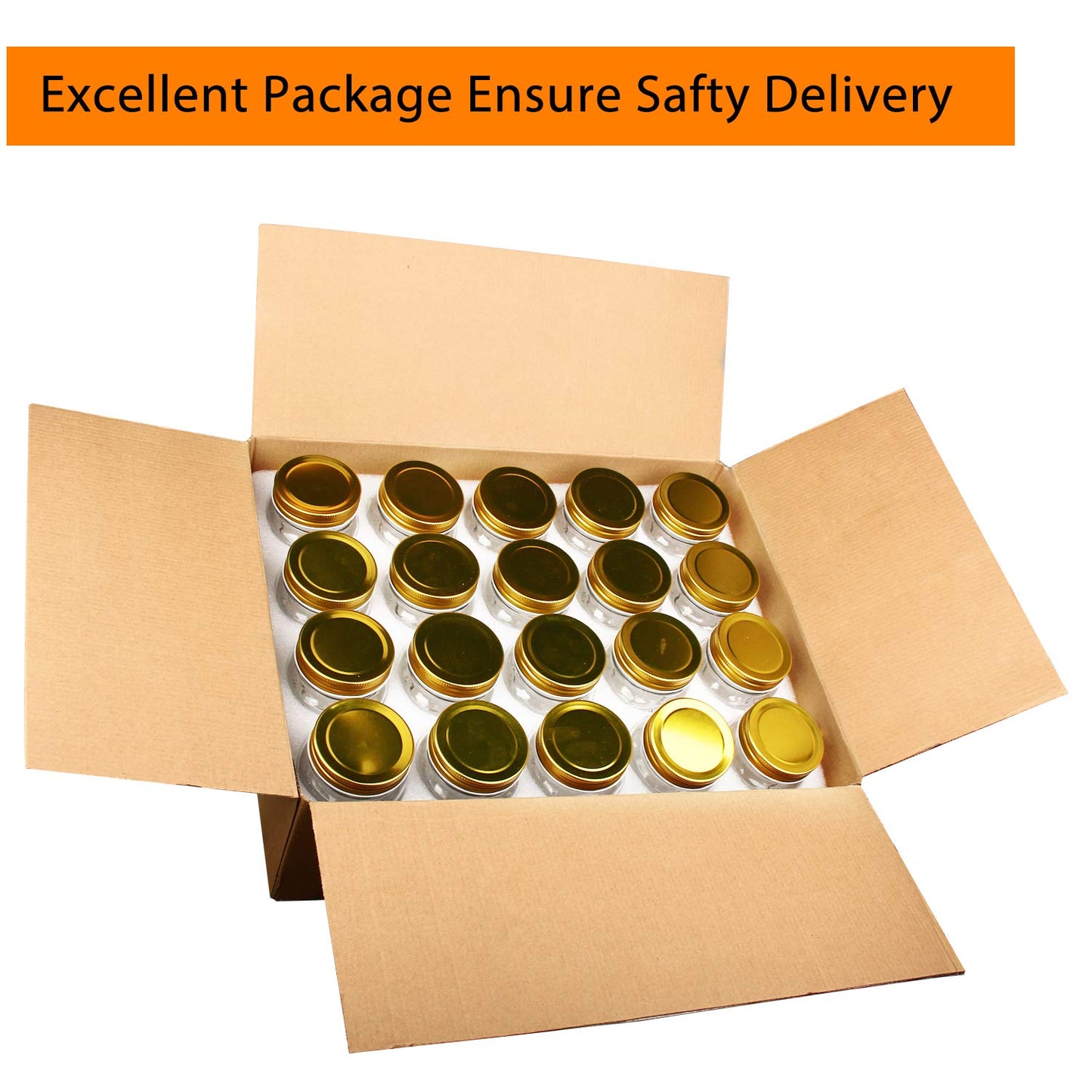 Encheng 5 oz Wide Mouth Mason Jars,Clear Glass Jars with Lids(Golden),Small Spice Jars for Herb,Jelly,Jams,Wedding Favors,Shower Favors,Baby Foods,Mini Canning Jars for Kitchen Storage 40 Pack