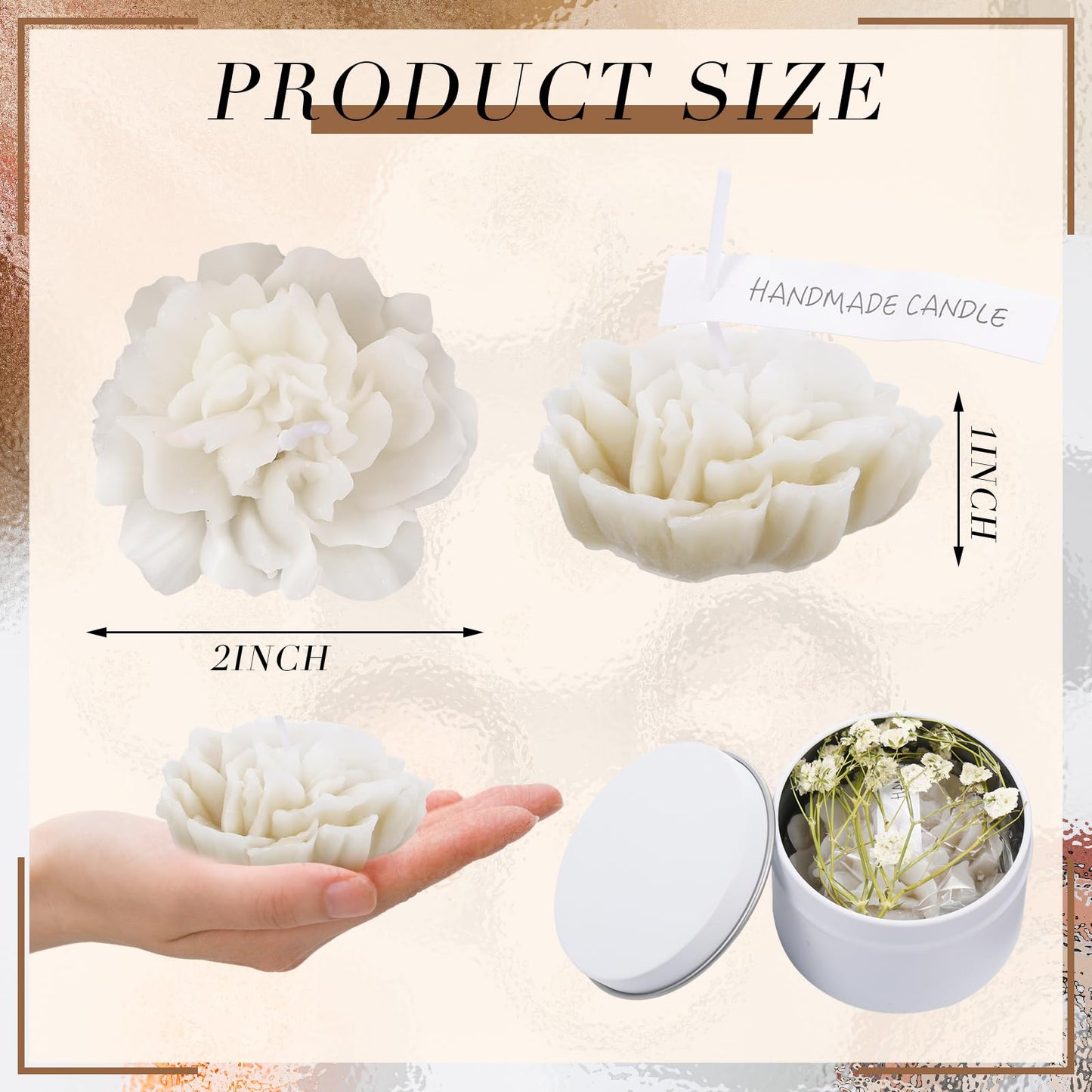 Threlaco 12 Pcs Flower Candles Scented Bridesmaid Gift Set Soy Wax Aromatherapy Candles Bulk for Wedding Bridal Shower Home Guests Women Valentines Mothers Day Anniversaries Favor(White)