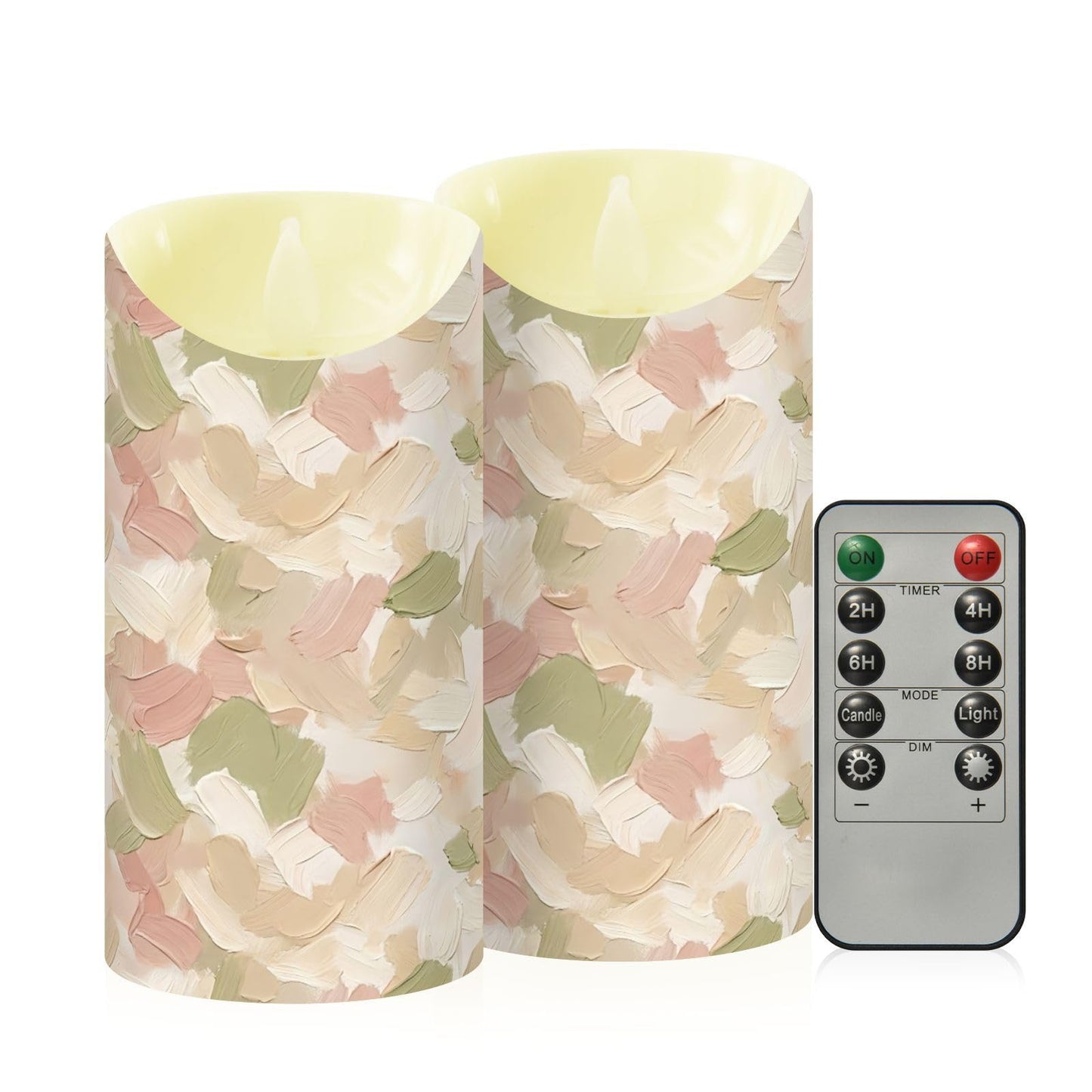 Gravopti Strokes 2 Pack Flameless LED Pillar Candles with Remote & Timer, Battery Operated, Flickering Wax Candle for Wedding, Romantic Home & Party Decor