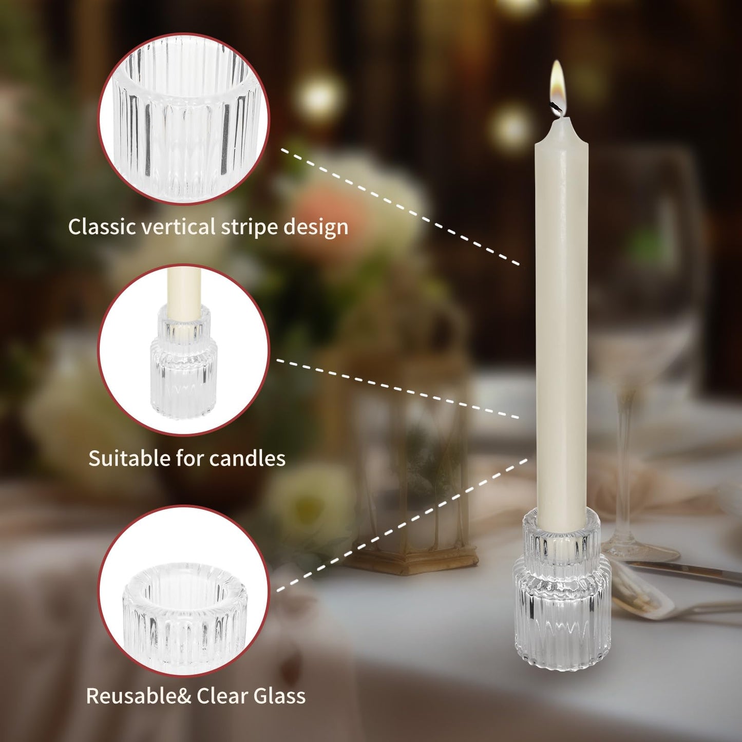 10-Pack Glass Candle Holders – Heat-Resistant Borosilicate Tealight & Votive Candle Holders for Wedding, Party, Home Decor – Clear Candle Jars with Smooth Rim (Set of 10, 2.75" Tall)