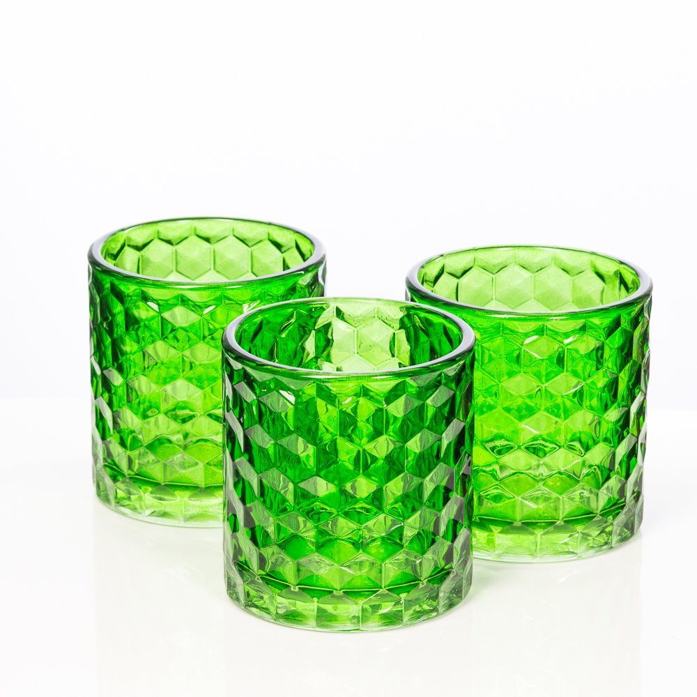 Richland Green Chunky Honeycomb Glass Votive & Tealight Candle Holder Set of 12
