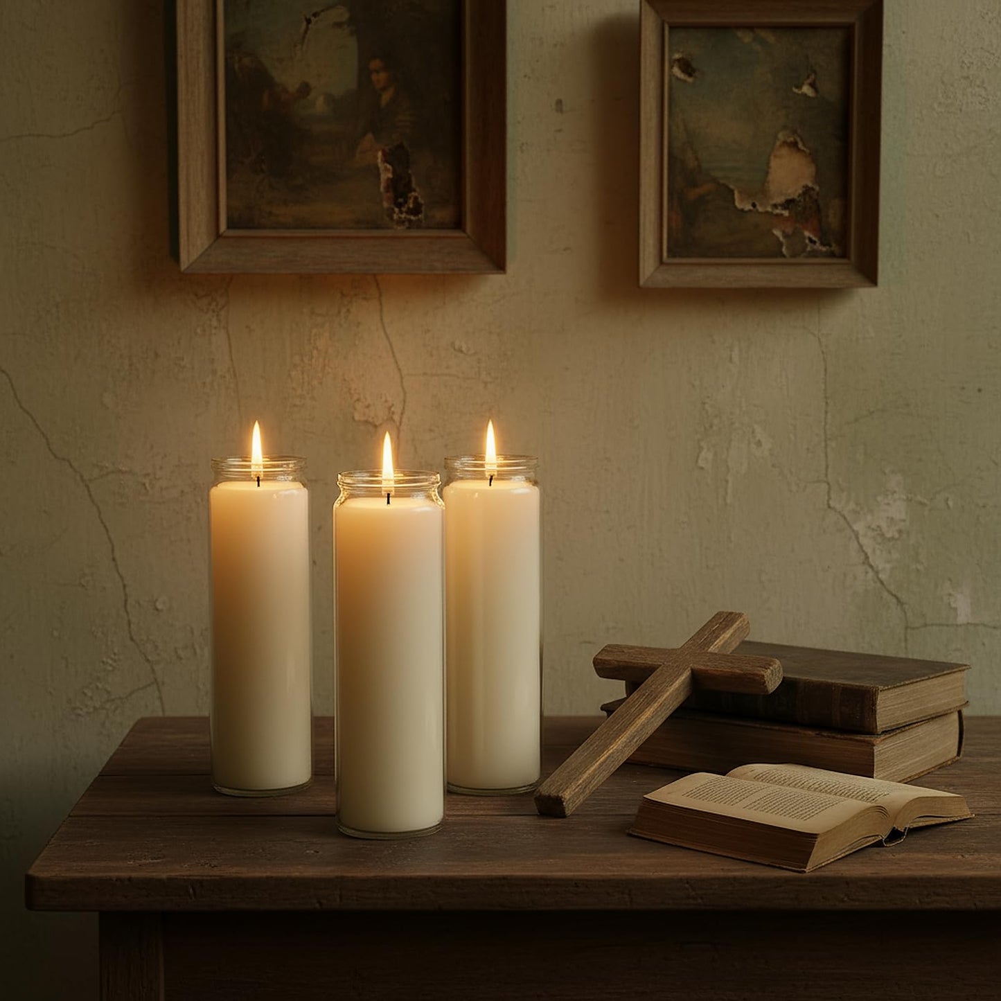 Veiuwa 12-Pack of 2x8 Inch White Candles in Glass,7 Day Candle,Unscented Prayer Candle,Suitable for Various Occasions Such as:Memorials,Religious,Catholicism,Churches,Altars,Vigils,etc.