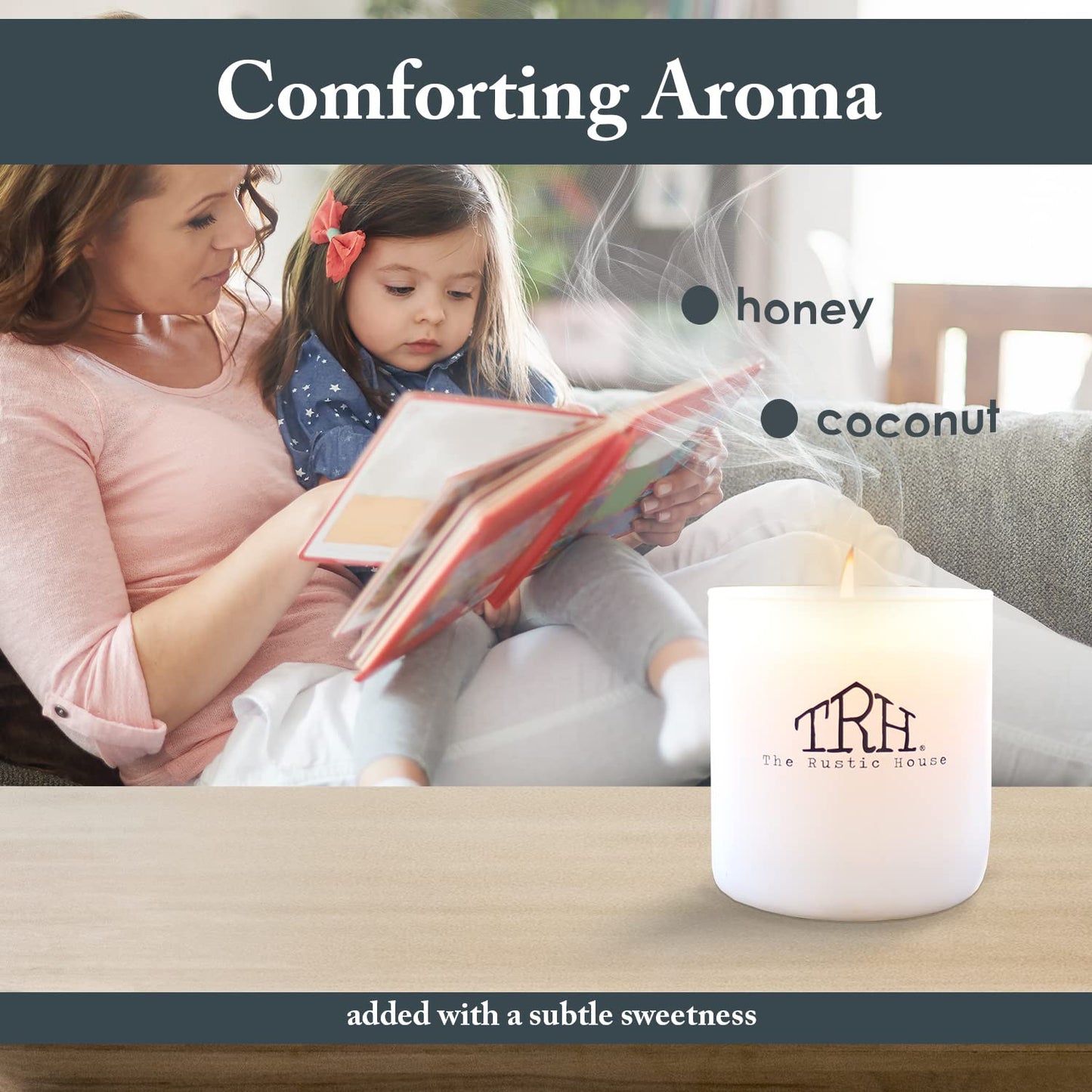 The Rustic House, Soy Candle, Milk + Honey - Long Burning, Non-Toxic, Wood Lid, Aesthetic Glass Jar
