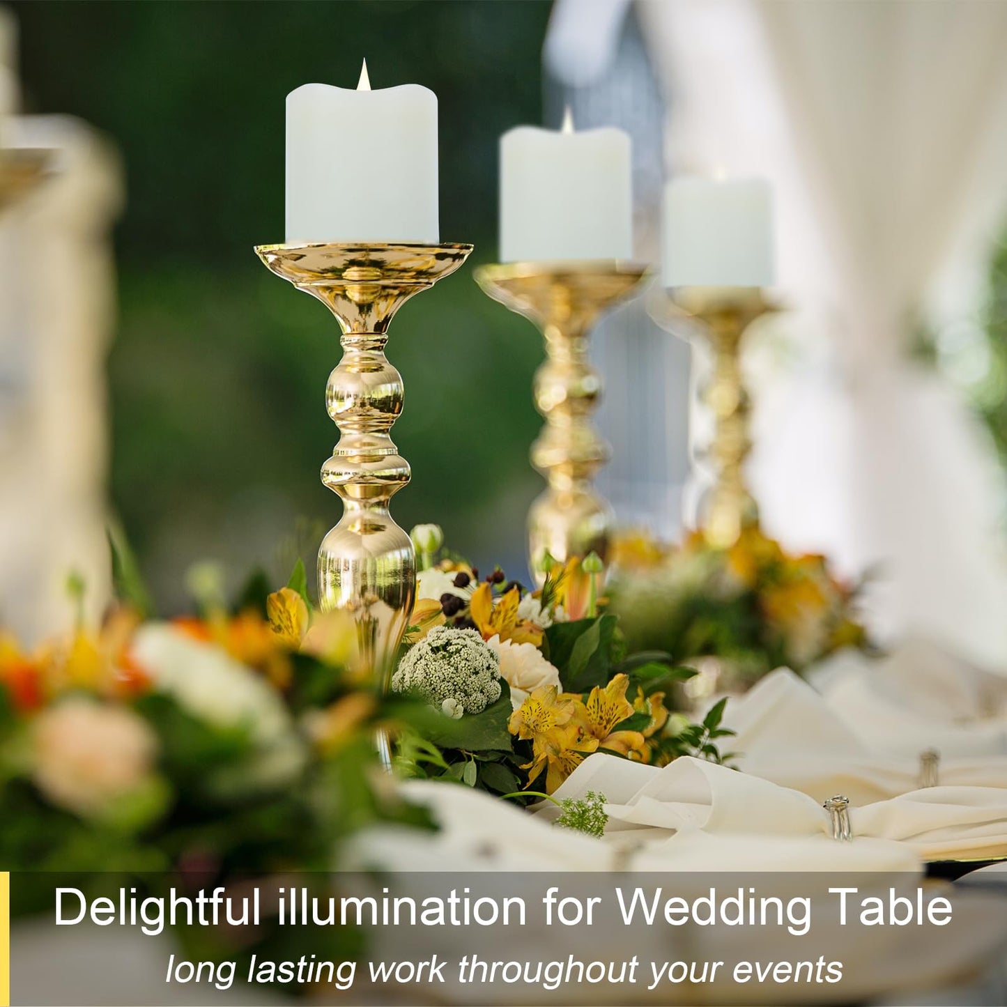 TECHLONG Flameless Candles Battery Operated with Remote Timer, 3D Moving Flame Flickering, Last 600+ Hours Battery Candles, Set of 3 Ivory Real Wax Electric LED Candle for Wedding Party Decor