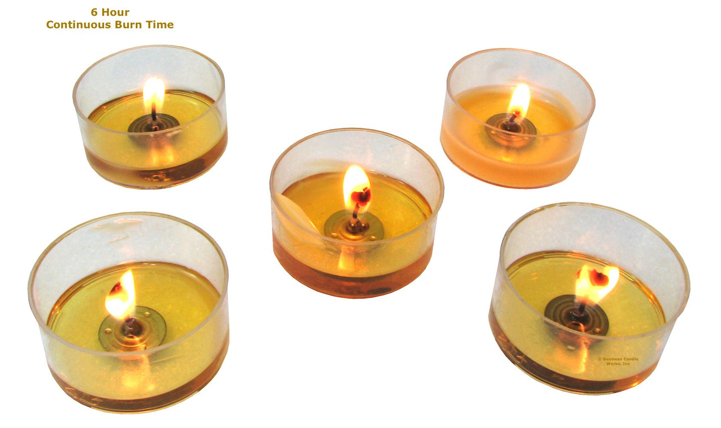 Beeswax Candle Works, 6-Hour Tea Lights (Pack of 60) Clear Cups, 100% USA Beeswax