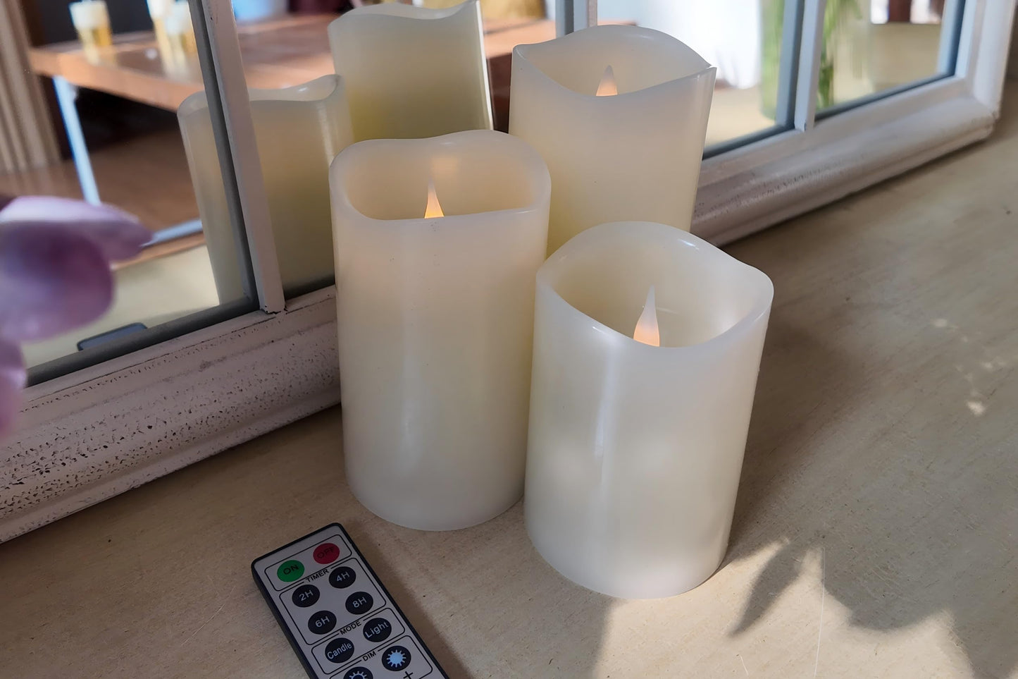 CozierGlow Flameless Pillar Candles Flickering with Remote Timer, Battery Operated LED Candles Up to 400 Hours, 3D Moving Flame Real Wax Candles. (Ivory with Invaginated top)