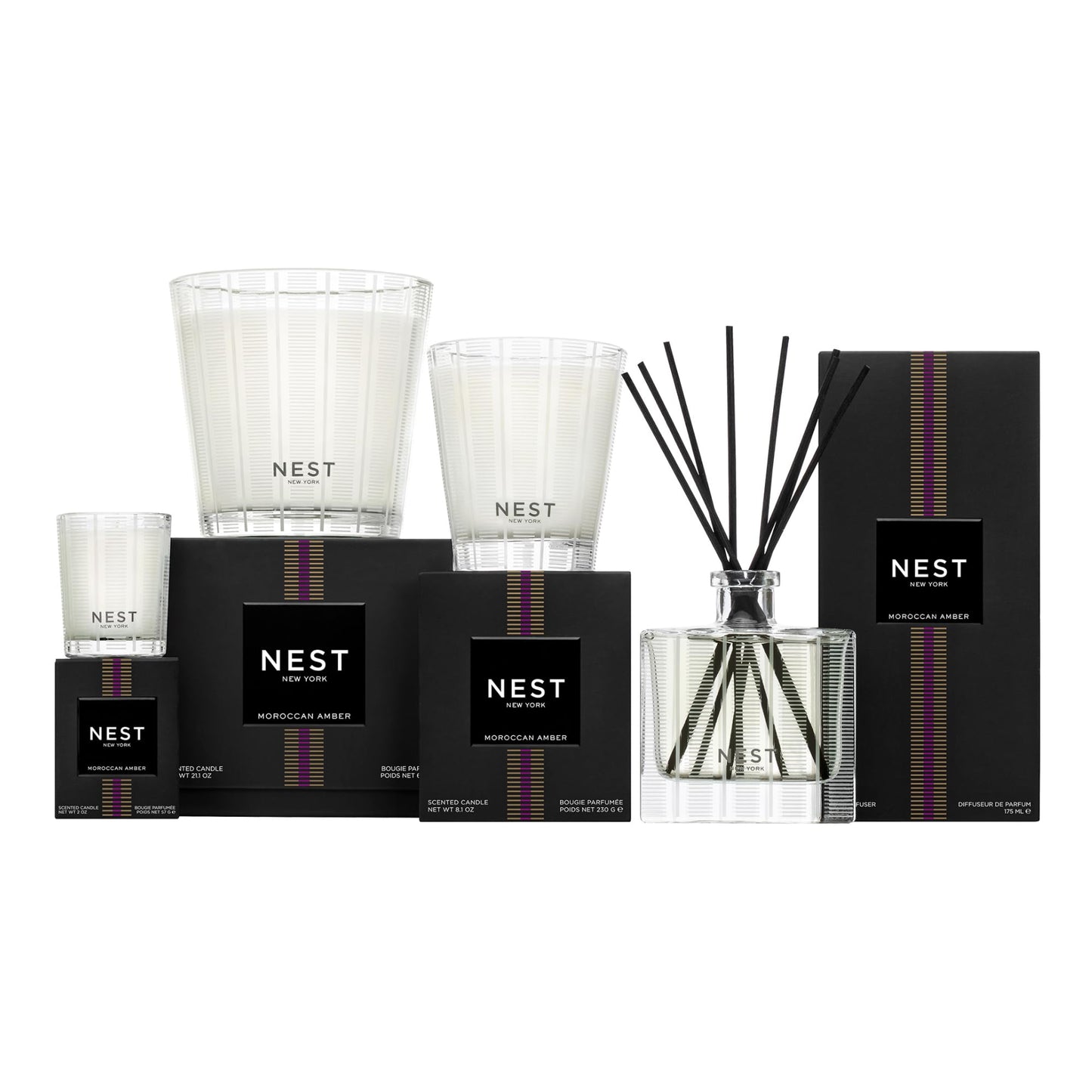 NEST New York Scented Classic Candle, Moroccan Amber - 8.1 oz - Up to 60-Hour Burn Time - Reusable Glass Vessel