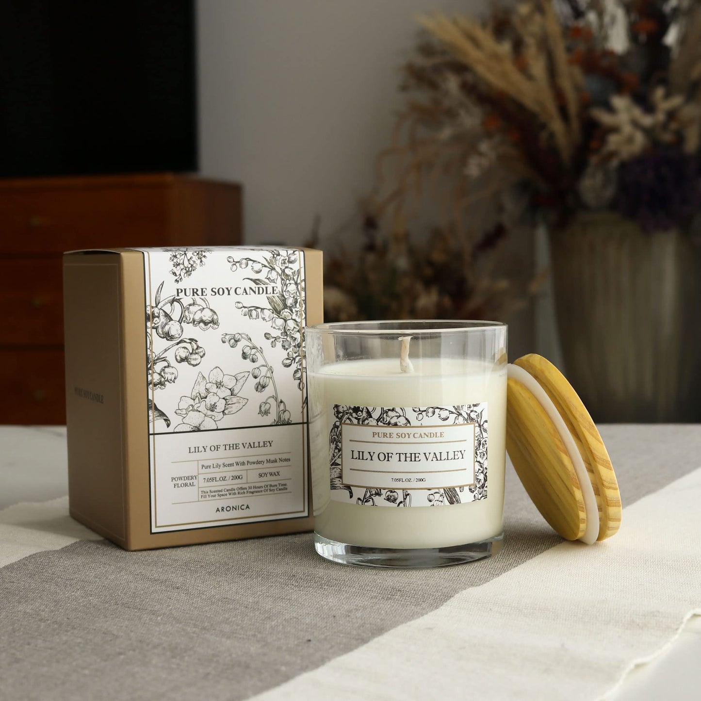 Aronica Lily of The Valley Soy Wax Scented Candles - Bestfriend Gift House Wax, Floral Scented Candle for Spring, Home Decor, Gift for Game Winner