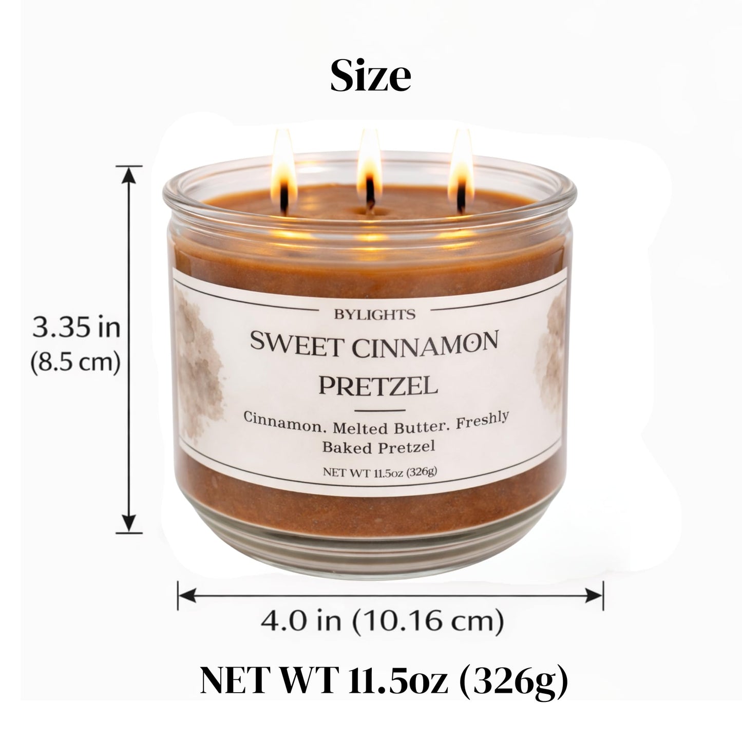 Velvet Apple Ember, Soy Wax Scented Candle, 11.5oz, 3 Wicks (Sweet Cinnamon Pretzel)
