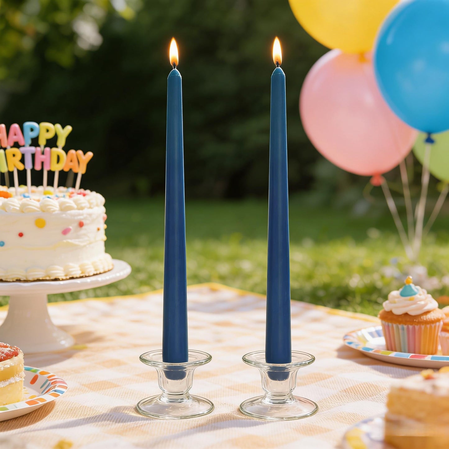 Navy Blue Taper Candles for Home Decoration, 20 Pack 10 Inch Unscented Dripless Candlesticks for Dinner Party