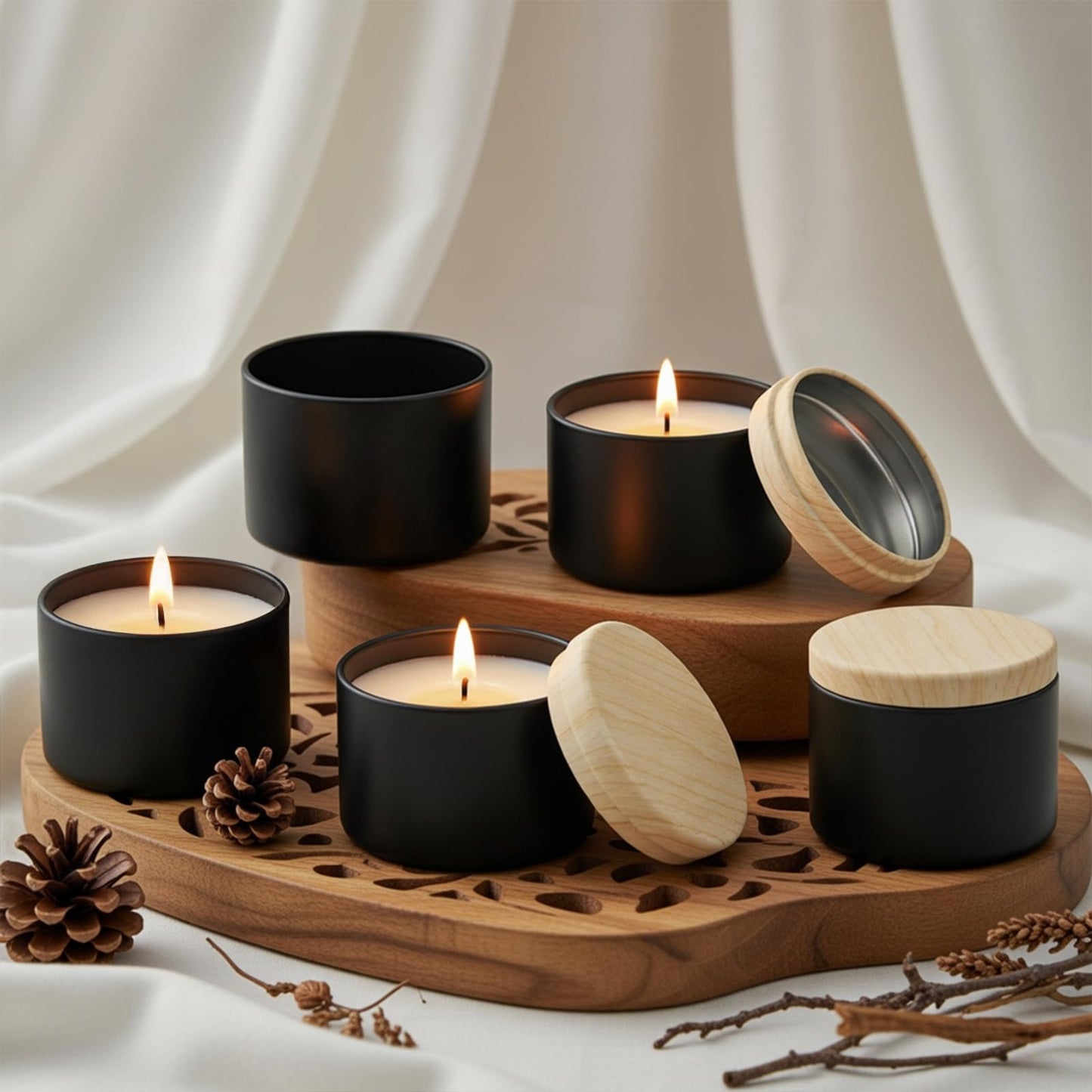 Pumtus 30 Pack 4 OZ Candle Tin, Round Matte Black Candle Making Jars, Bulk Empty Metal Containers with Lids, Wax Mold Candle Vessel, Small Jewelry Storage Organizer for DIY Crafts, Small Business