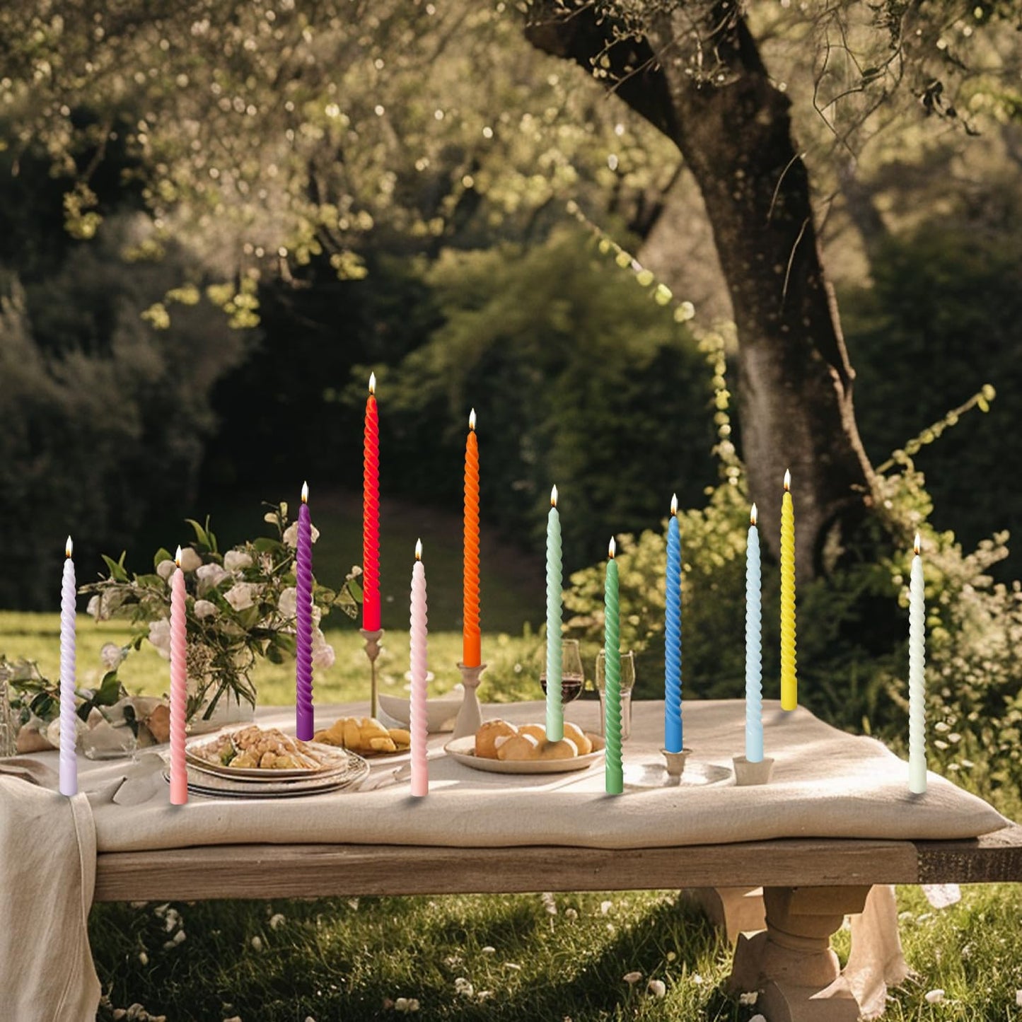 MAITREYA Purple Taper Candles Tall Candles Stick-Set of 12 for Decoration Weddings Party Church-Unscented Dripless Candles,10inch(F-Gradient Purple)