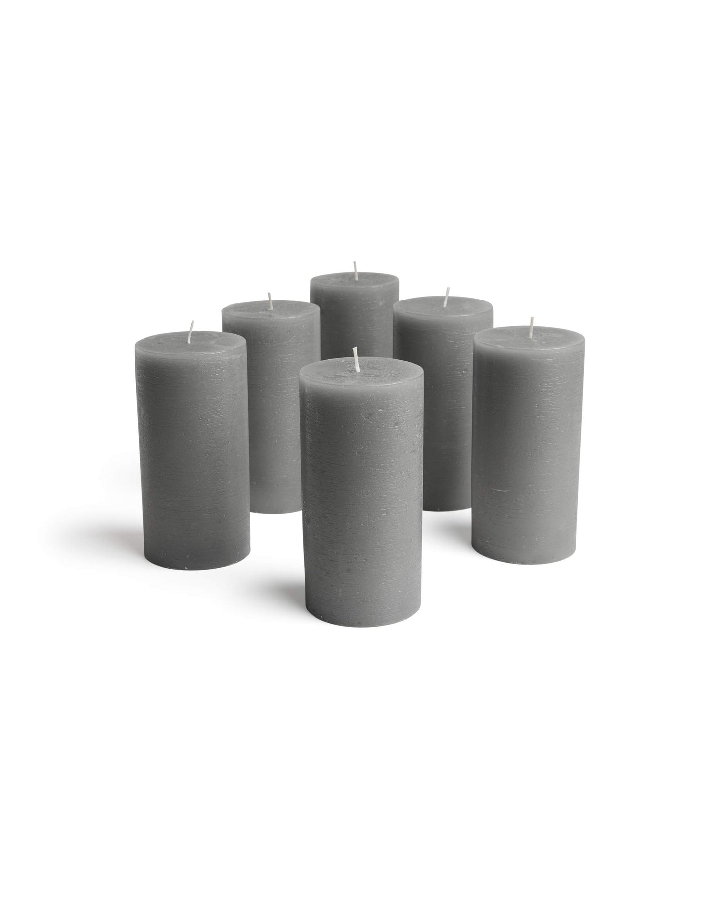 Mottled Pillar Candles by Bask - Set of 6-3" x 6" Dripless Unscented Candles in Grey for Home Decor, Relaxation & All Occasions