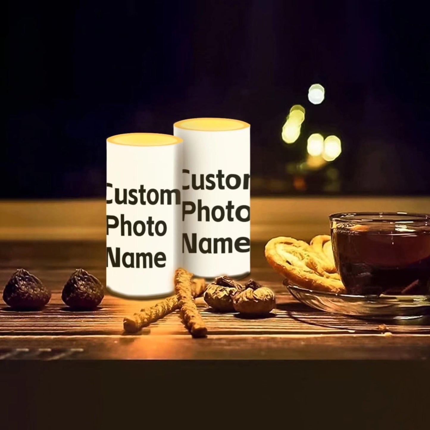 Luarisgur Custom Flameless Candles with Remote and Timer Personalized Battery Operated Candles 12 Color Changing Customized LED Fake Candles Home Decor Bedroom 2 Pack