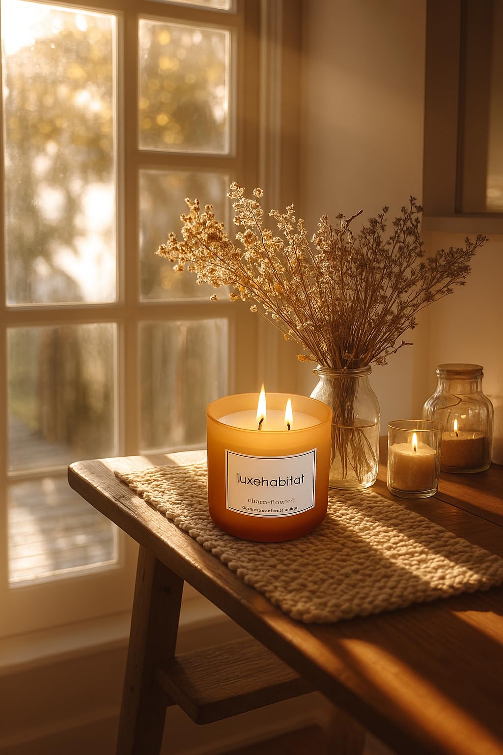 Mosswood Calm Scented Candle 13oz – CW Studio Orange Glass Jar with Wooden Lid & Dual Wicks, 37 Hour Smokeless Burn – Aromatherapy-Ready Décor for Home Yoga & Meditation Spaces – Orange Wax