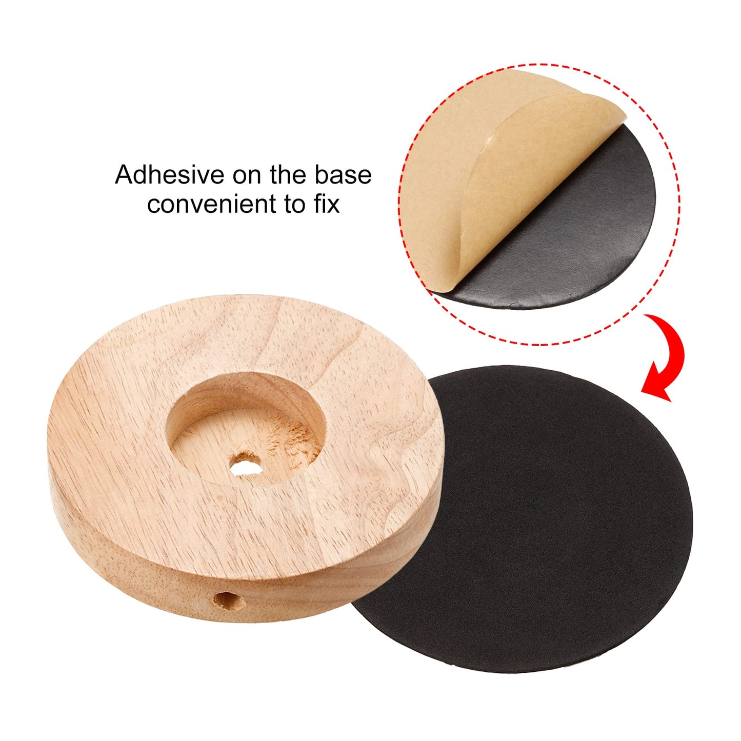 PATIKIL 120mm Wooden Lamp Base, 1 Pack Circular Solid Wooden Base Wood Desk Lamp Stand Replacement for Table Lamps DIY