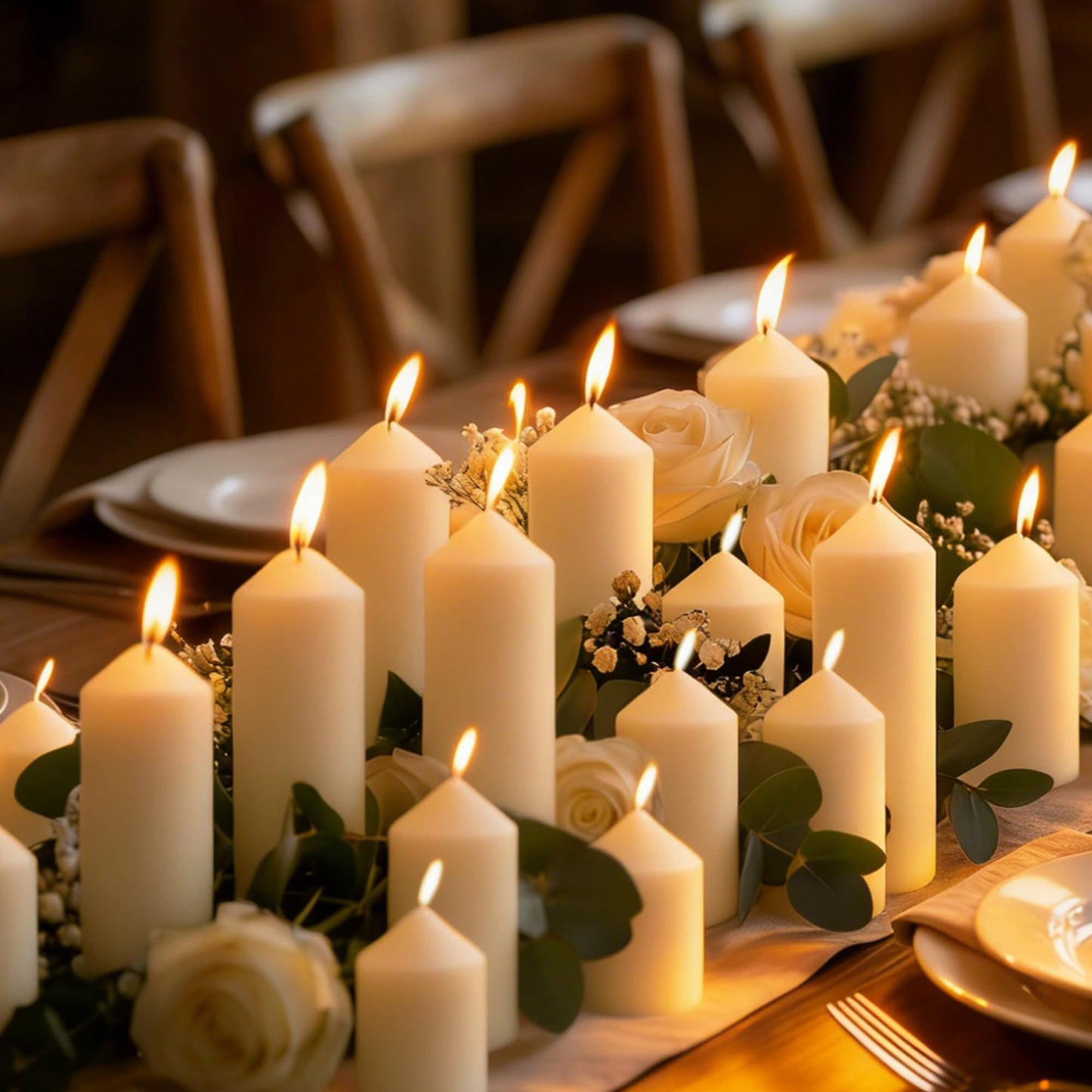HTTBEIZI Pillar Candles Bulk Set - Unscented, Smokeless, Dripless | 3 Sizes (1 Each): 2x3, 2x4, 2x6 Inches | Ideal for Weddings, Christmas & Home Decor (3, Ivory White)