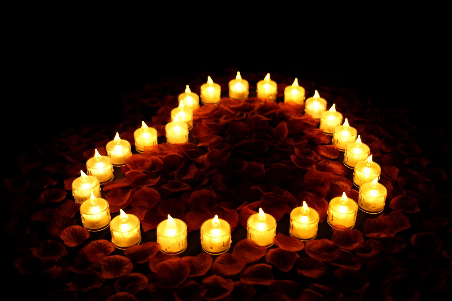 SupBri 1000 Pieces Artificial Rose Petals with 24 Pack LED Tea Lights Candle, Flameless Battery Operated Candles,Romantic Decorations Special Night Set for Valentines, Wedding Decor