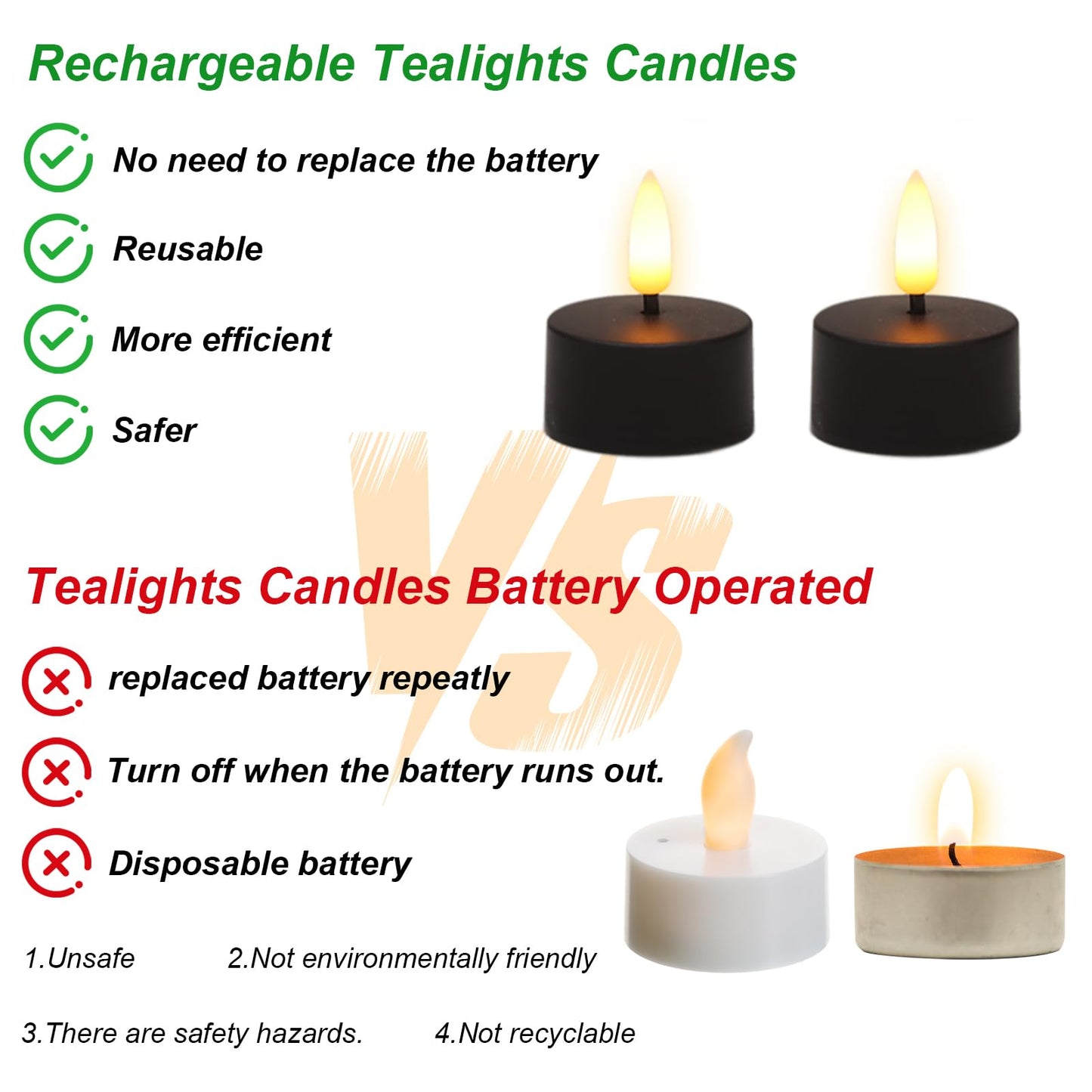 GenSwin 12 Rechargeable Tea Lights Candles with Charging Base and Remote Timer, Flameless LED Tealight Candles Battery Operated Halloween Fall Wedding Table Centerpieces (Black, 1.57” x 1.85”)