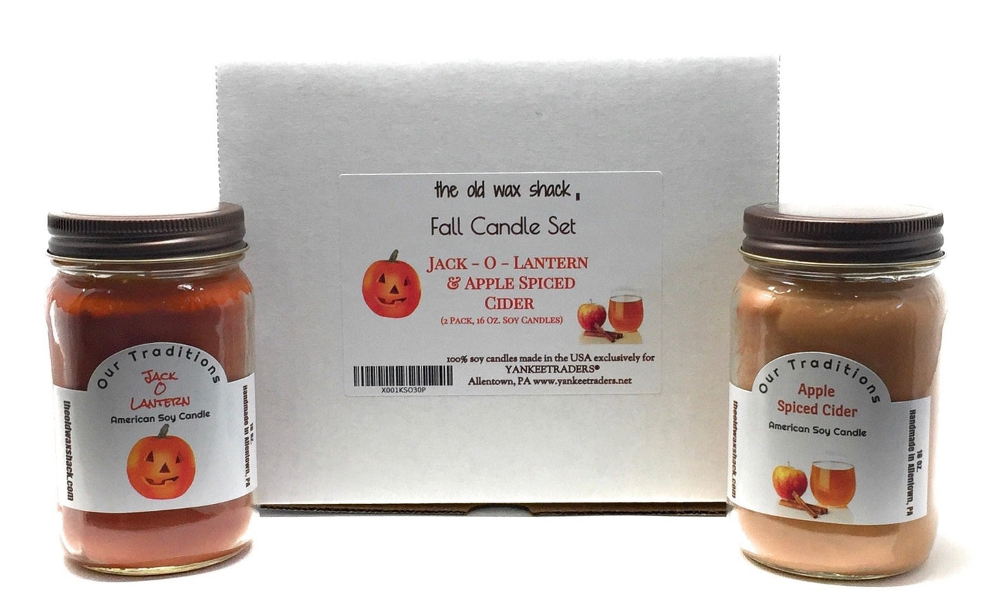 The Old Wax Shack Fall Candles, Jack - O - Lantern & Apple Spiced Cider (2 Pack, 16 Oz.)