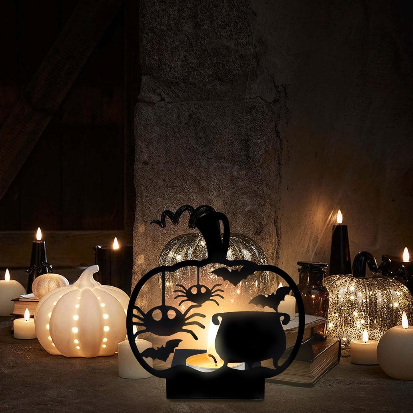 Candle Holders Bulk for Holiday Decor Indoor Outdoor Decorations for Halloween Party Table Kitchen Fireplace Bookshelf Desk Table Seasonal Display