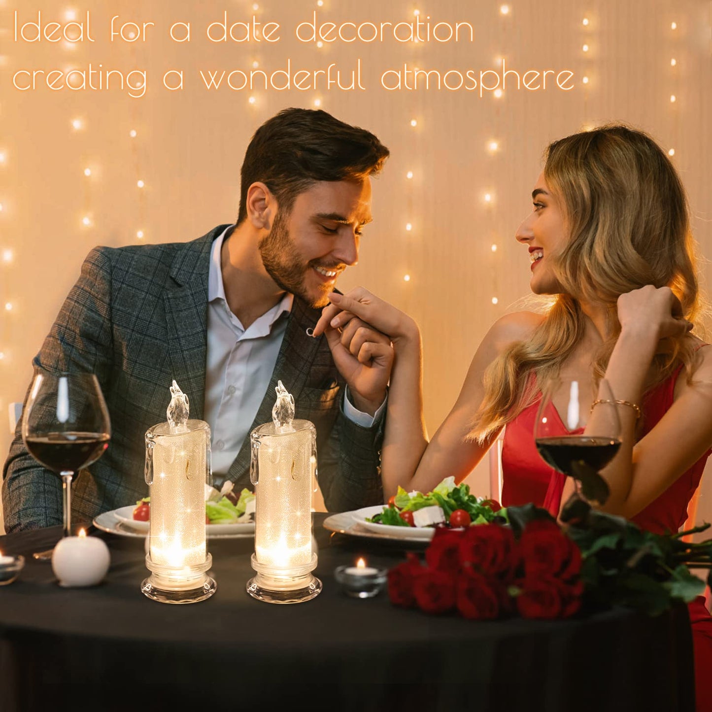HAIDOLIANG 4PCS White LED Candles (D:2.5" x H:7"),Flameless Pillar Candle,Battery Operated Candles/Fake Candle, Velas Artificiales para Decoracion for Valentine Wedding Ramadan Christmas Decorations