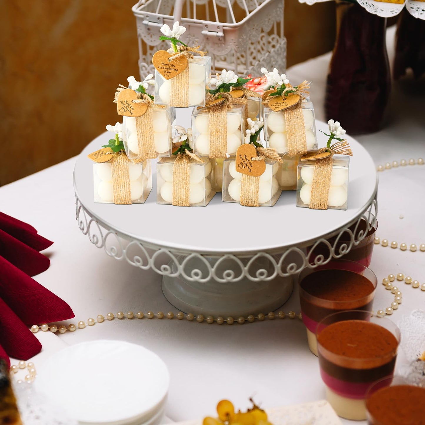 MTLEE Mini Bubble Candles Wedding Favors Gifts for Guests 1.57" x 1.38" Bubble Candles with Cards Dried Flowers DIY Gift Set for Baptism Party Bridal Shower Thank You Gifts(Ivory,30 Sets)