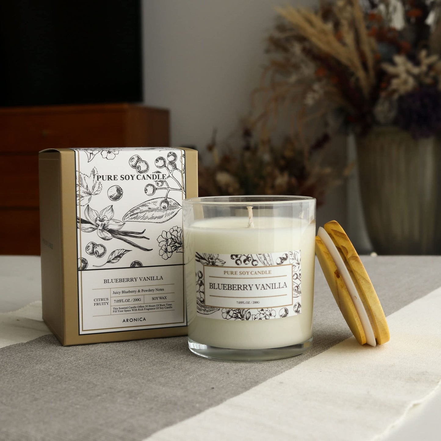 Aronica Blueberry Summer Candles for Home, Pet Safe Candles Non Toxic, House Decor Aesthetic, Regalos De Verano para UNA Casa, Labor Day Small Gift, Home Air Freshener for New Home