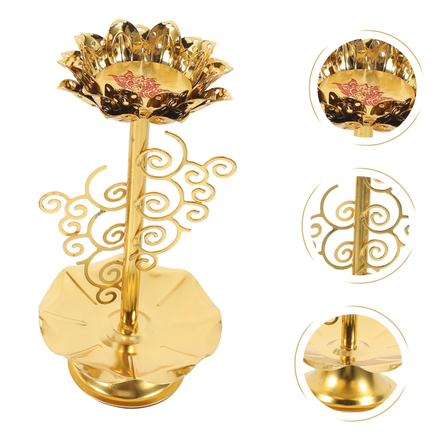 2pcs Antique Lotus Candlestick Holder Butter Lamp Base for Buddha Elegant Design for Home Decor for Festivals and Special Occasions