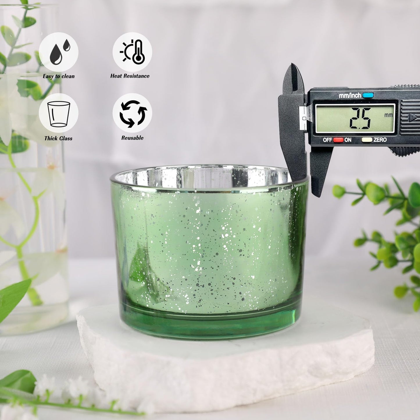 simeitol 16 OZ Green Candle Jars for Making Candles 6 Pcs, Glass Candle Jars with Airtight Bamboo Lids - Empty Candle Jar Bulk with Sticky Warning Labels - for Home Decor, Wedding, Christmas
