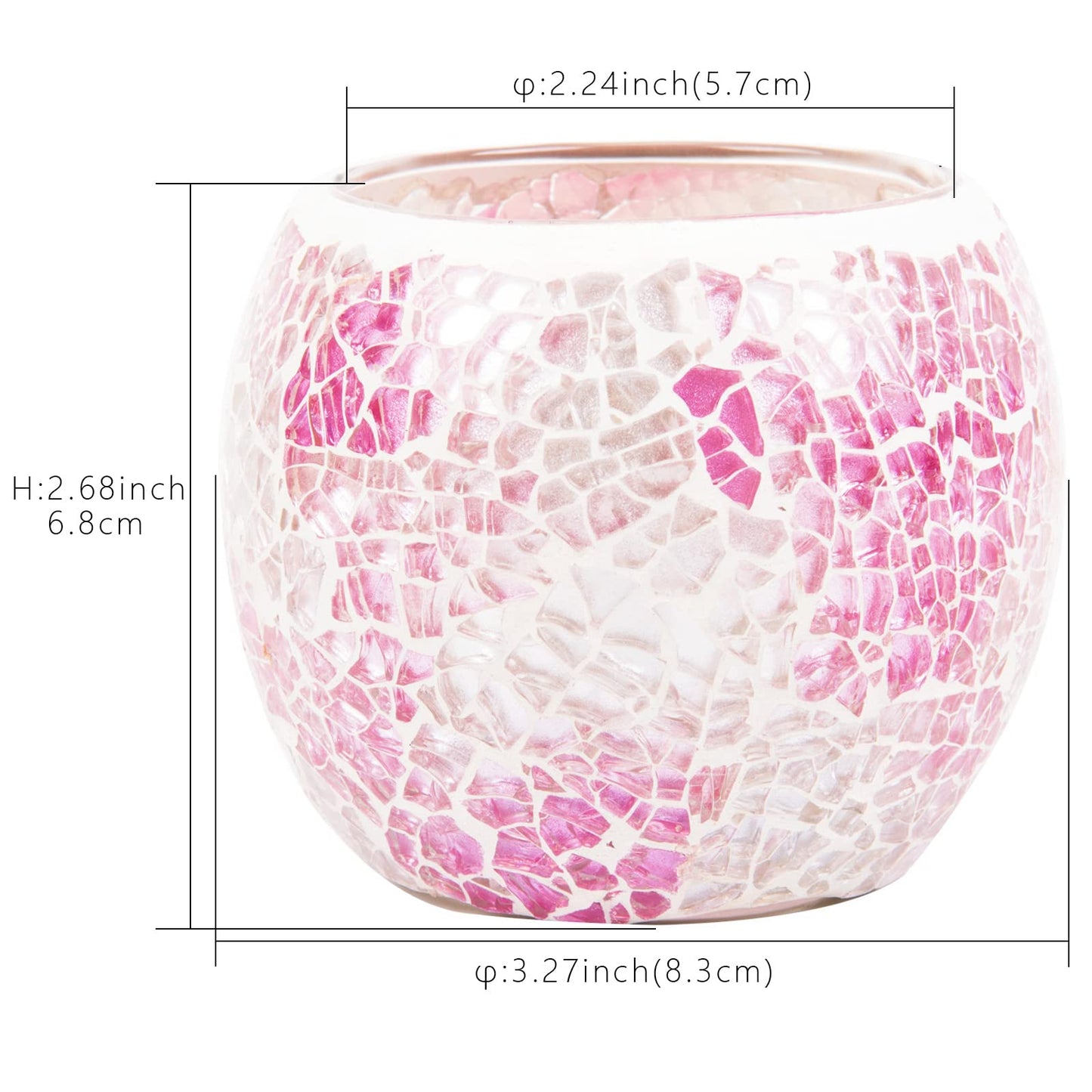 Rancco Glass Votive Candle Holder for Tealight, Romantic Mosaic Cracked Candle Holder, Candle Lamp Aromatherapy Candlescape Bowl for Valentine's Thanksgiving, Christmas Table Centerpiece, Party Decor