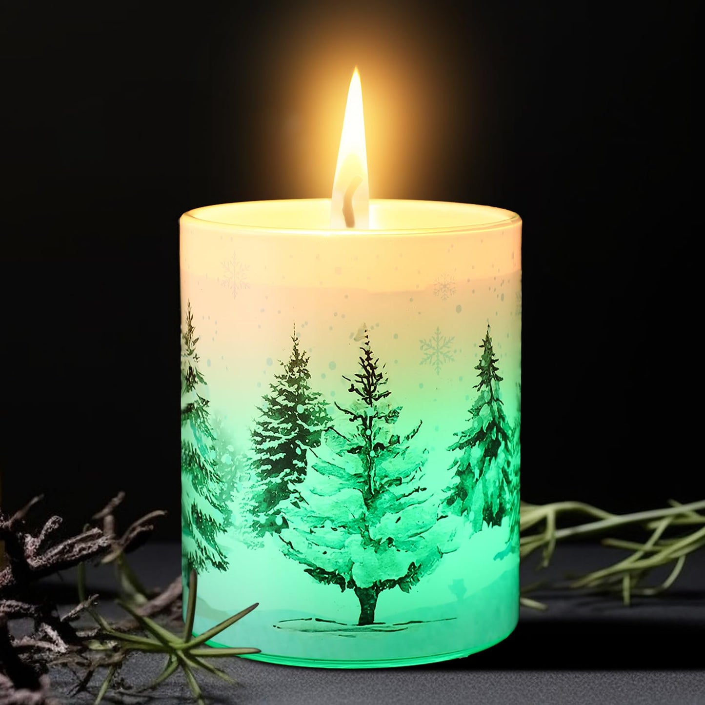 Electricwise Christmas Scented Candle Gift Set for Women, Candles Can Change Into 7 Colors, Winter Candle with 7.6oz Soy Wax Fir Holiday Candles for Christmas Women Gift(Snow Forest)