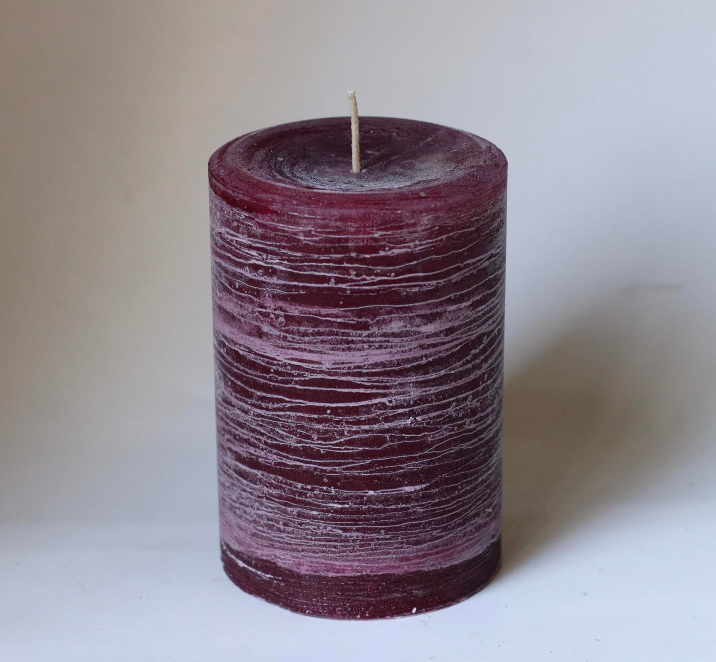 Modern Candle Design Large Unscented Rustic Nordic Pillar Candle Handmade in the USA (Burgundy)