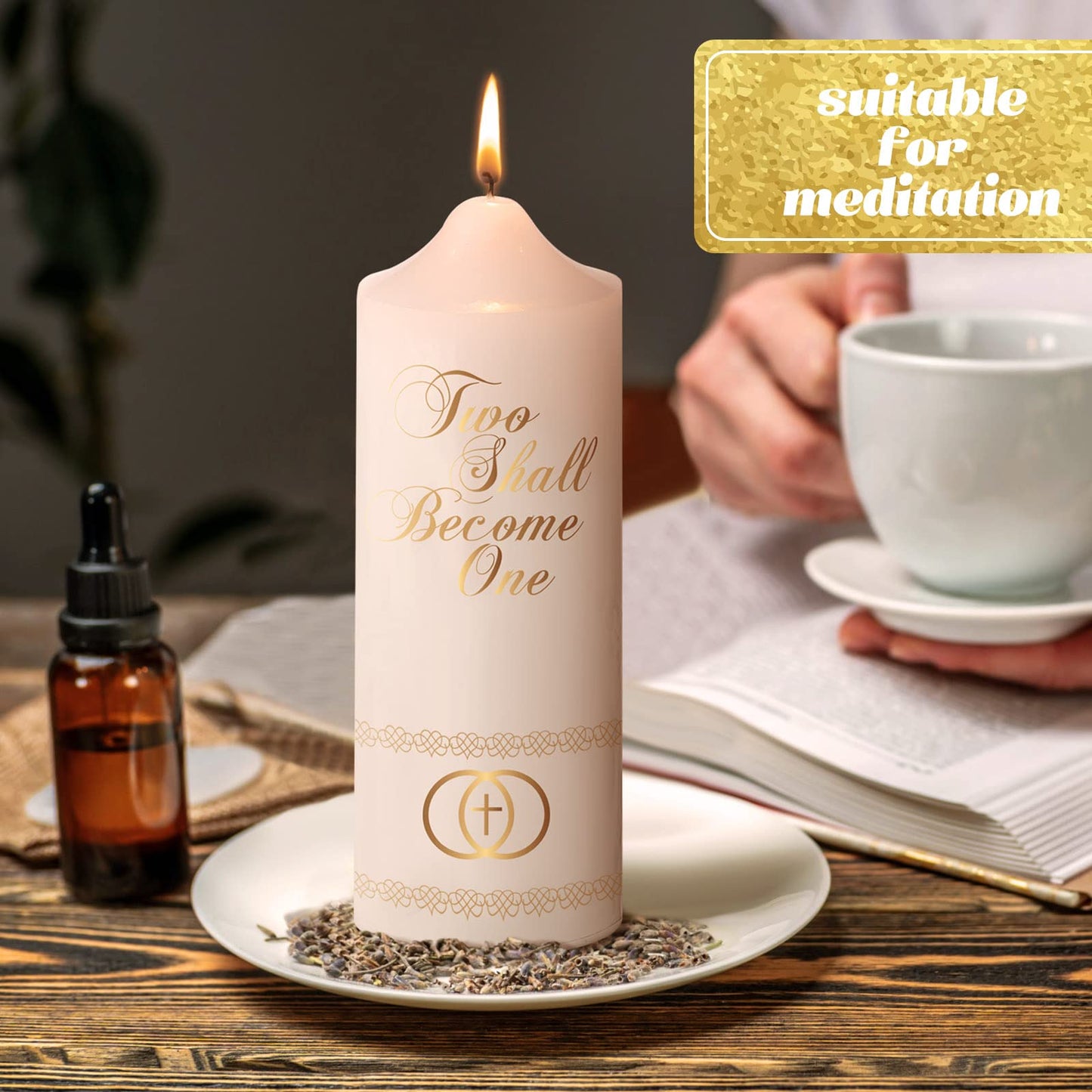 Frienda Unity Candles for Wedding Ceremony Set Wedding Unity Taper Candles Catholic Religious Ceremony Accessories(Cross)