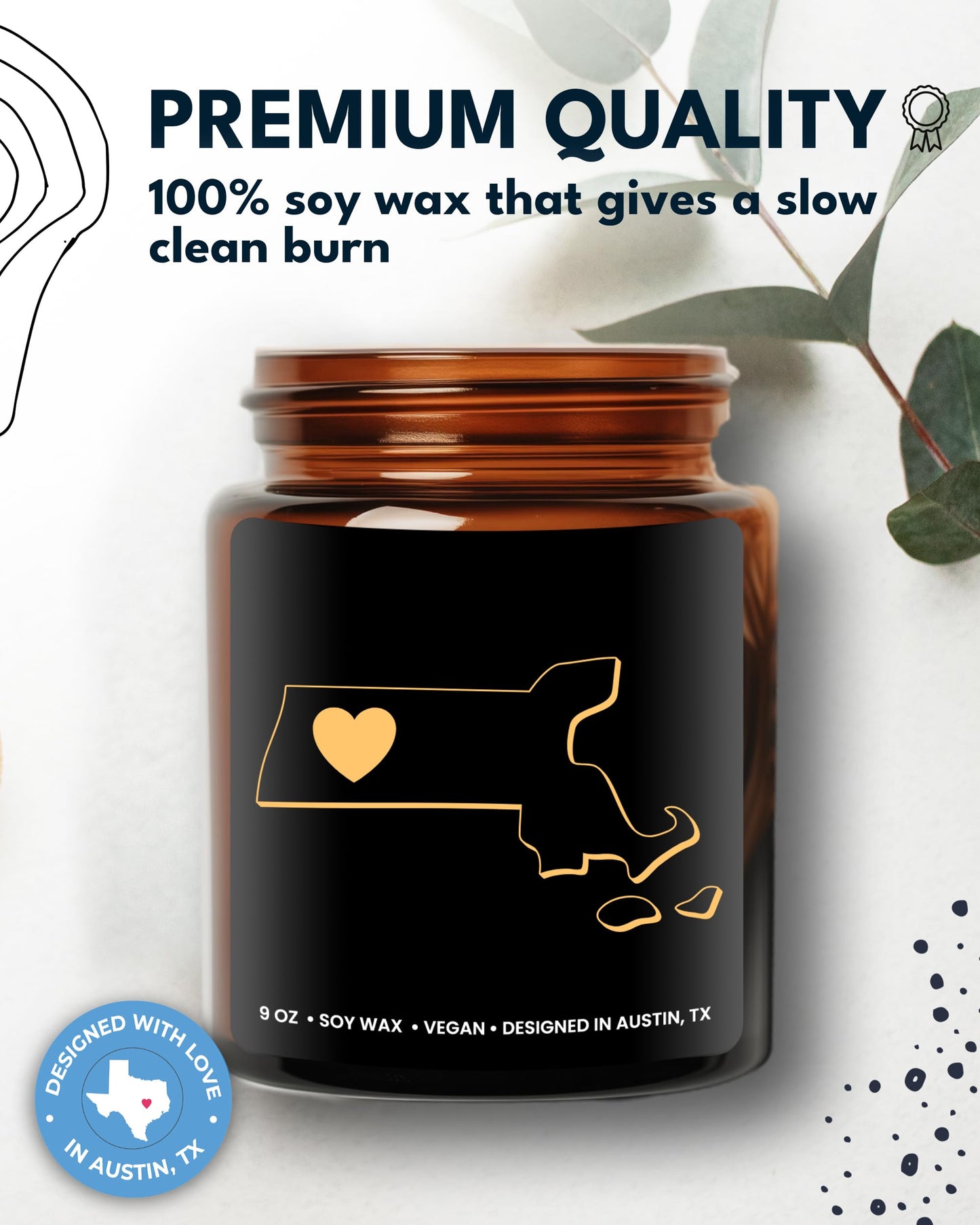 Massachusetts Candle, Thoughtful Massachusetts Souvenirs & Gifts for Men and Women, Unique State Gifts, Best Sentimental Gift for Moving Away, Ideal for Birthday, Christmas, Graduation, Gift Ready