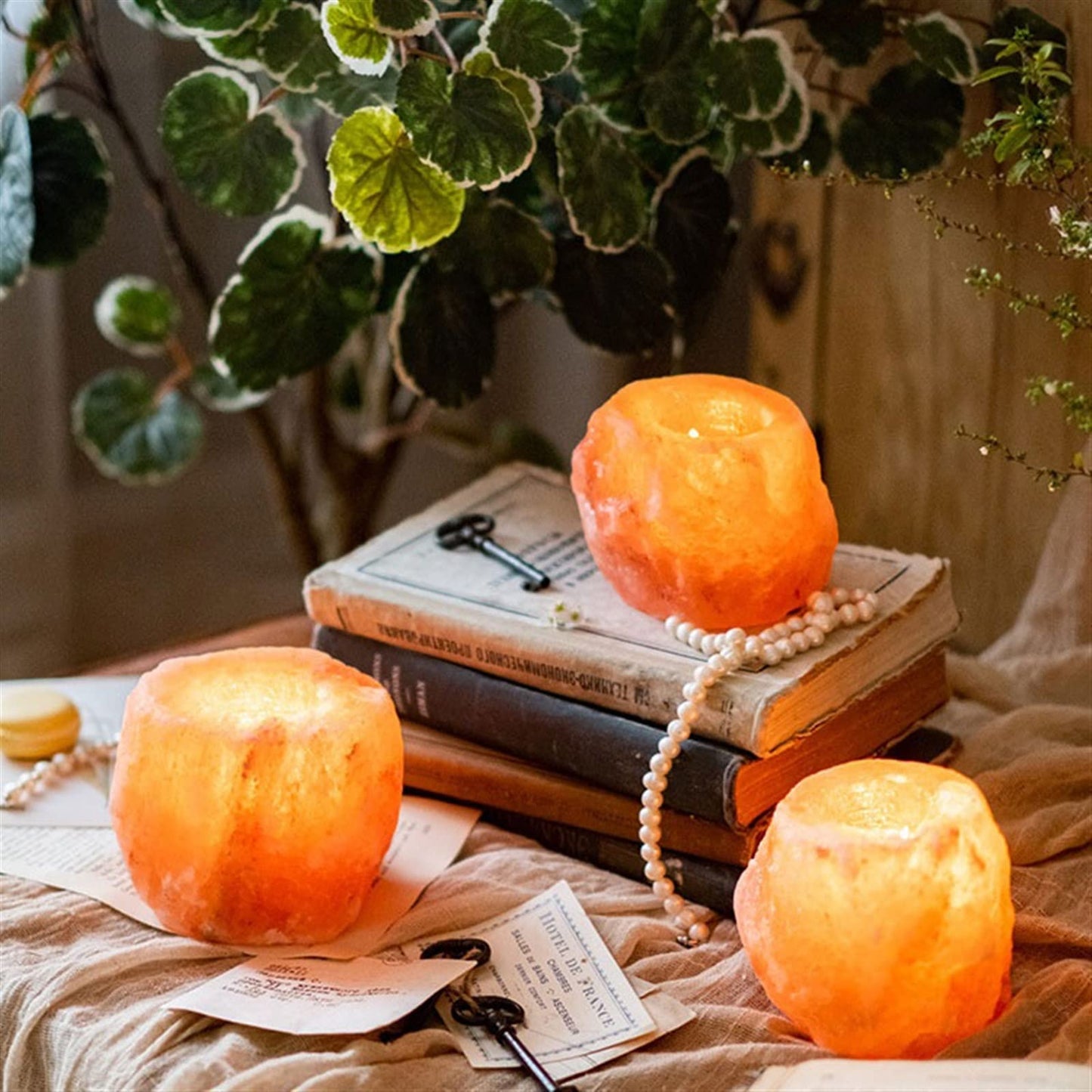 YUHUAWF Candle Holderss Table Center Decoration Fashion Candle Holder Rose Mineral Salt Wax Candlestick Ornament Decorative Candlestick