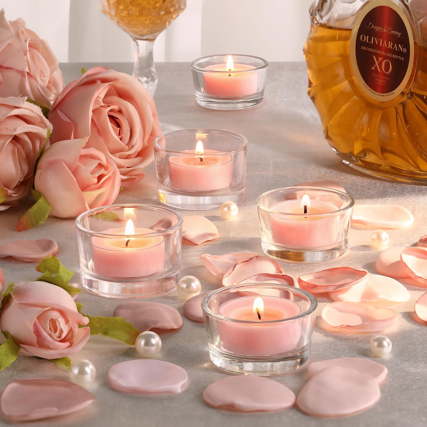 16Pcs Pink Sand Scented Tealight Candles, Pink Soy Wax Tea Lights with Essential Oils, 4h Long Burning Tea Light Candles for Spa, Romantic Decor, Meditation, Dinner, and Home Decor