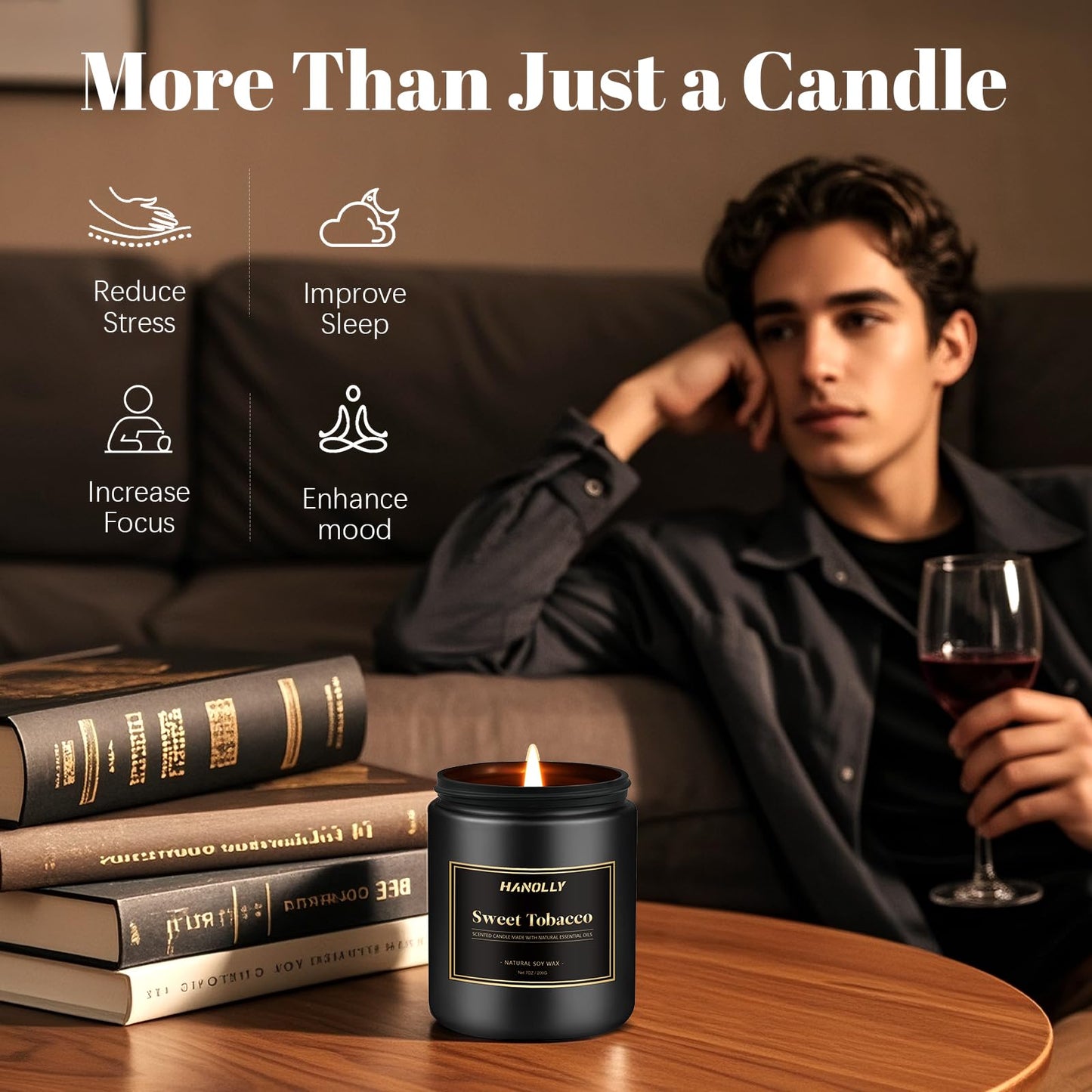 Mens Scented Candle Gift Set, 6 Pack Candles for Men, Gifts for Father, Dad, Husband or Boyfriend, Soy Candles for Home Scented, 42 oz Long Lasting Aromatheraspy Candle, Maculine Jar Candle Kit