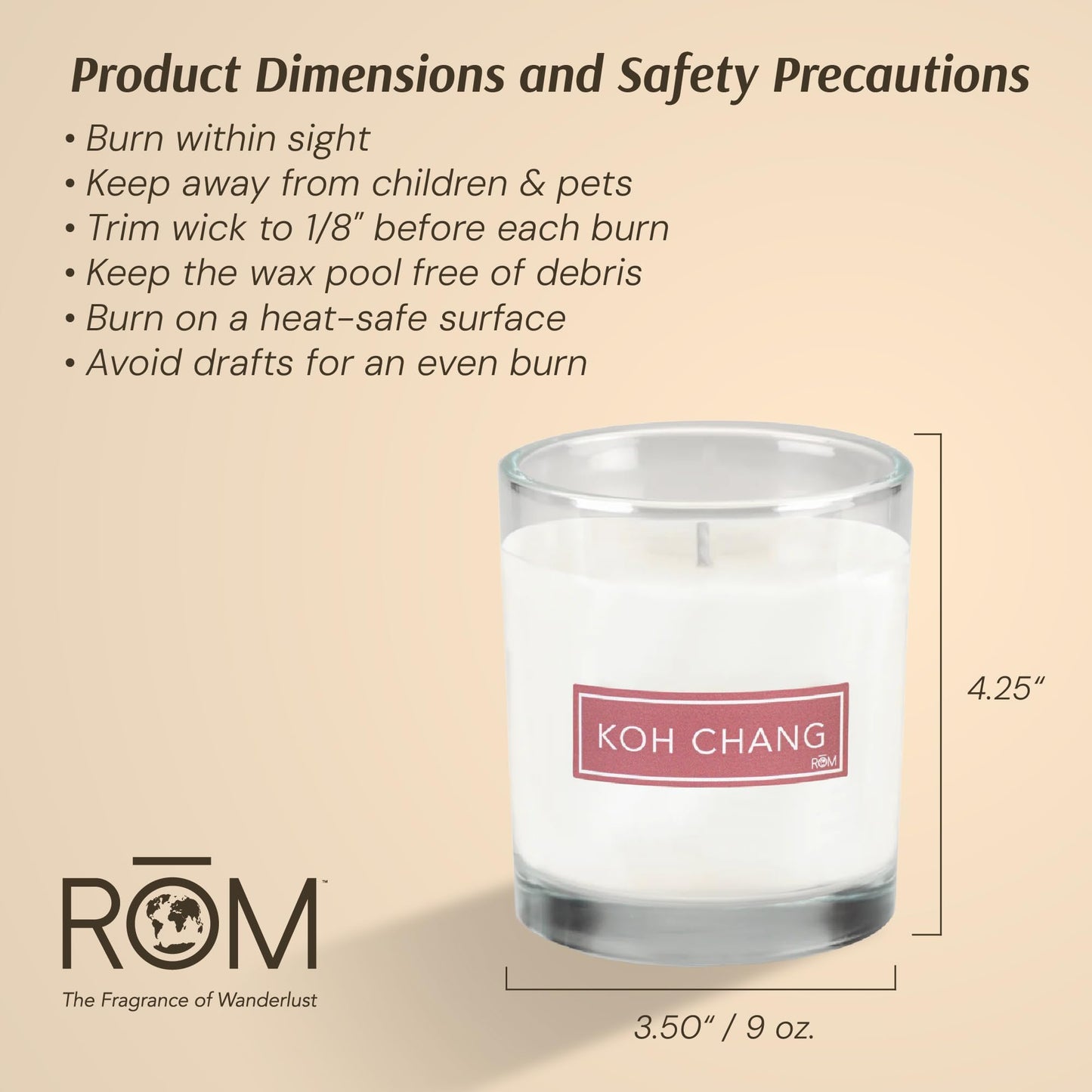 KOH Chang Luxury Scented Candle – Natural Plant Based Wax, 9oz – Bergamot, Kaffir Lime, Lemongrass & Jasmine - Long Lasting 60 Hour Burn – Non-Toxic, Hand-Poured in USA for Home