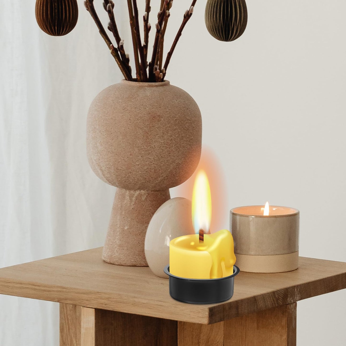 ARTIBETTER 4Pcs Halloween Metal Candle Cups - Iron Tealight Candle Holders for Party Decoration, Household Decor, Rustic Wedding, Christmas, 1.61x1.61x0.66in