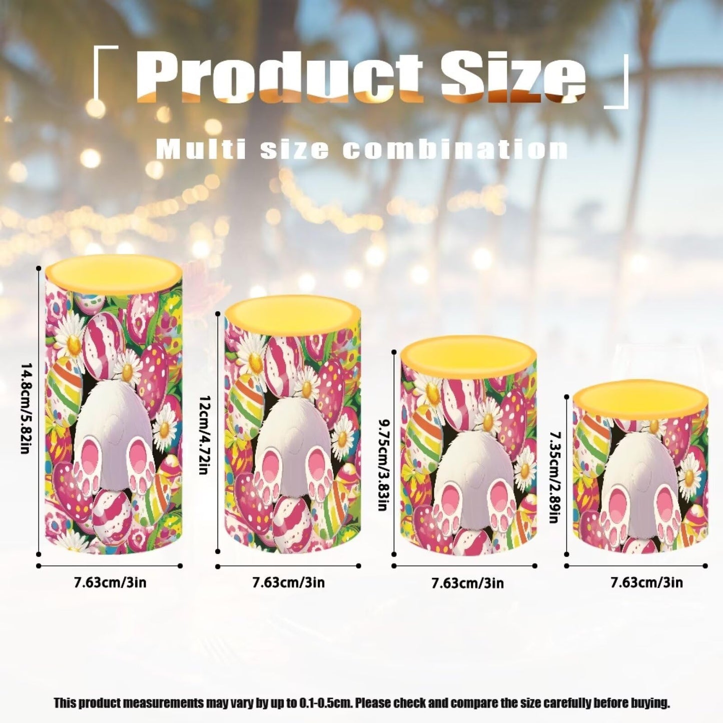 NETILGEN 4 Pcs Easter Decorative Flameless LED Pillar Candles with Timer Remote for Indoor Outdoor Easter Cartoon Bunny
