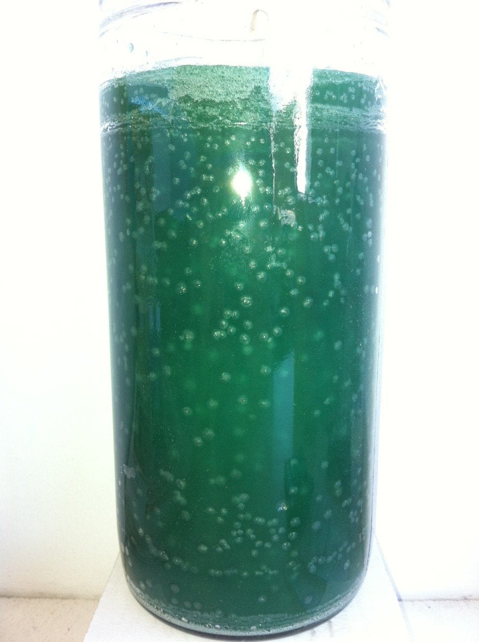 Green 14 Day Unscented 1 Color Candle in Glass