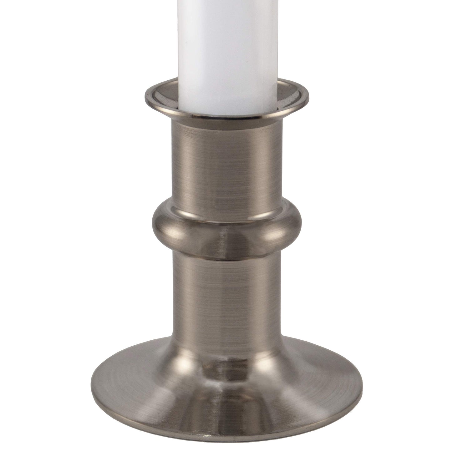 612 Vermont Ultra-Bright LED Window Candles with Timer, Battery Operated, Metal Base, White Candlestick, Adjustable Height (Pack of 4, Brushed Nickel)
