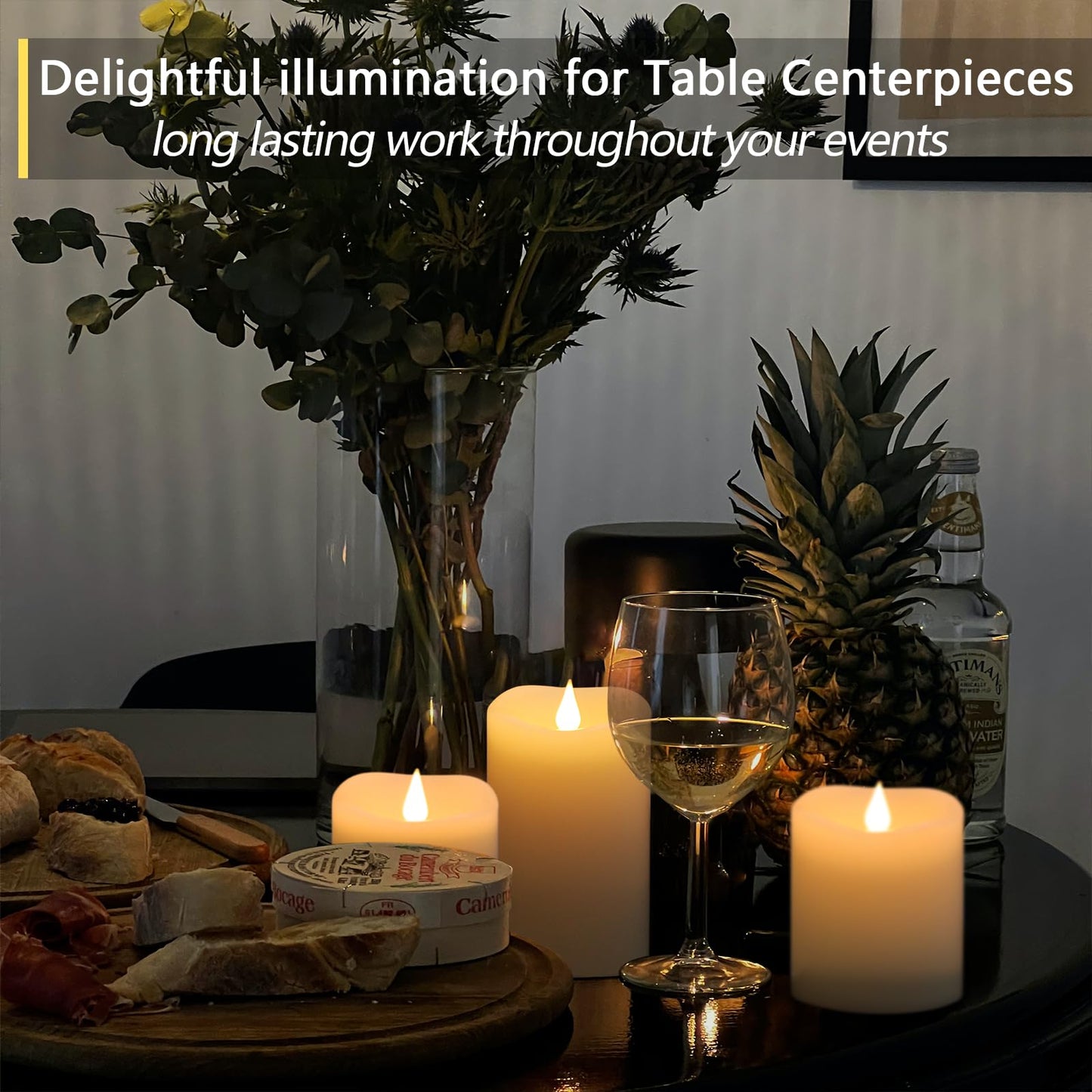 TECHLONG Flameless Candles Battery Operated with Remote Timer, 3D Moving Flame Flickering, Last 600+ Hours Battery Candles, 3" x 5" Ivory Real Wax Electric LED Candle for Wedding Party, Set of 2